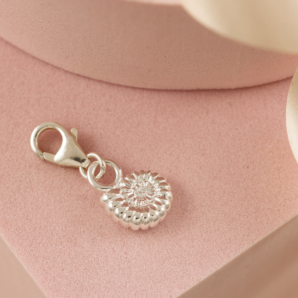 ammonite silver charm with clip on clasp