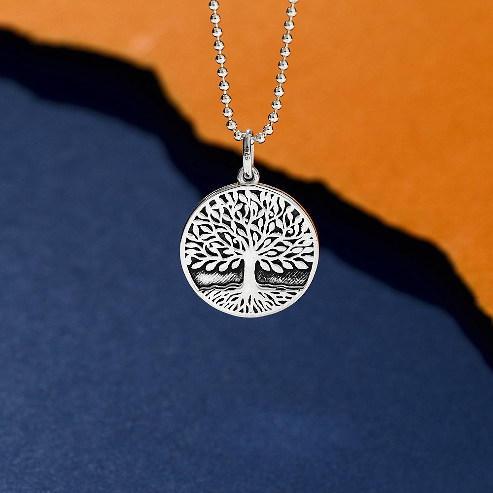 Silver tree of life oxidised pendant Arbor Vitae by Off The Map jewellery