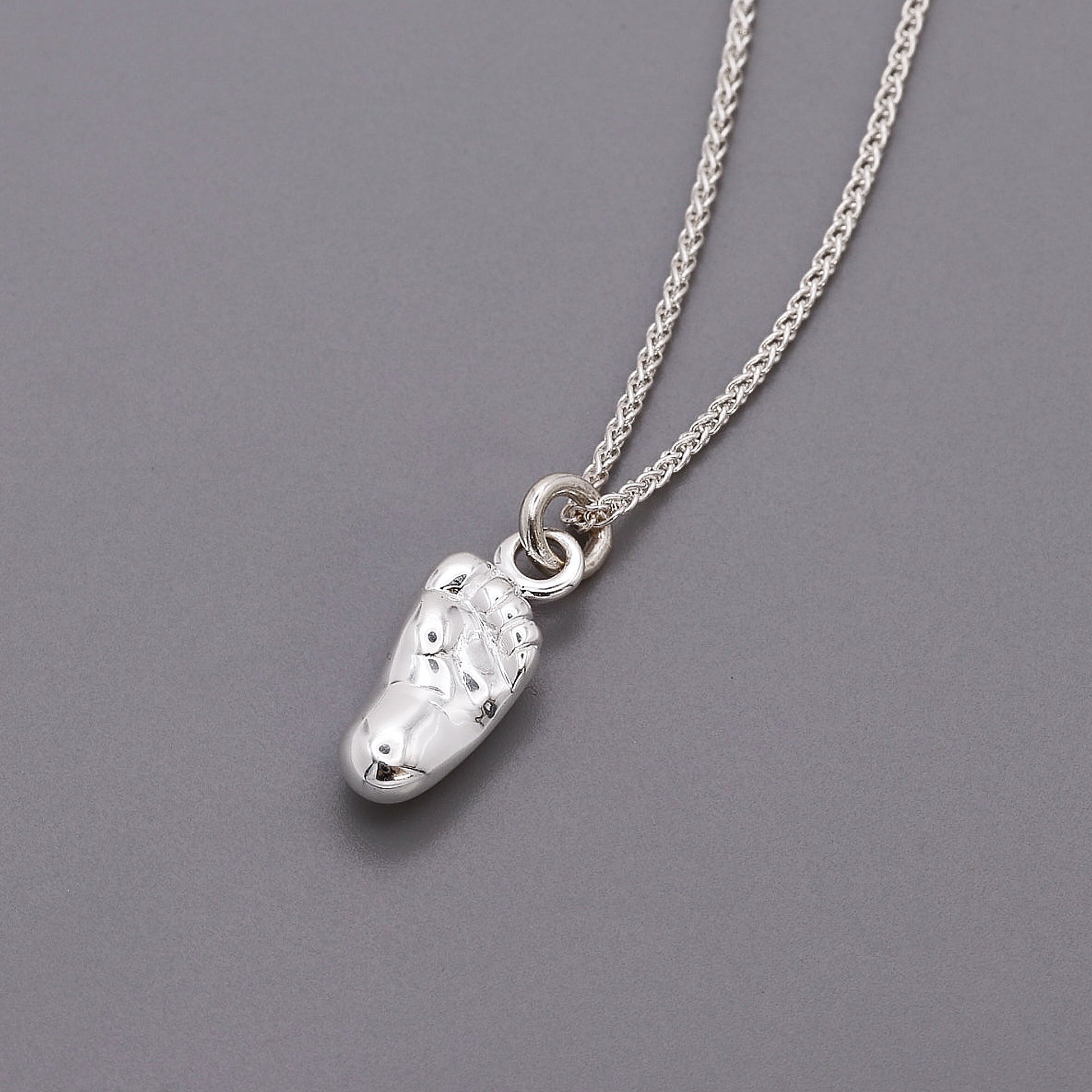 silver baby foot charm charm necklace