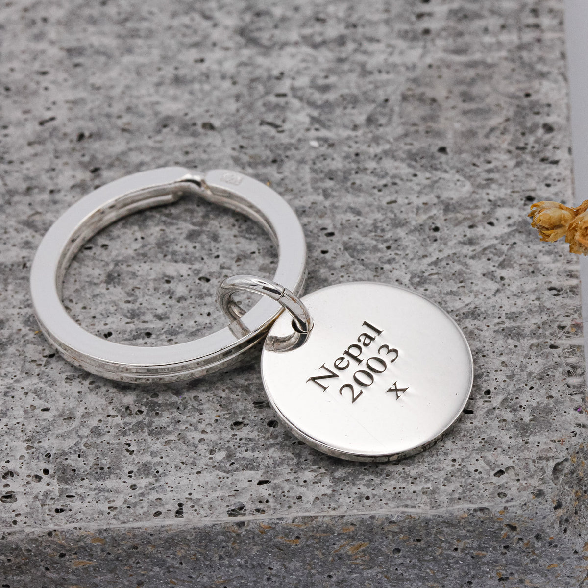 custom star constellation map silver keyring back