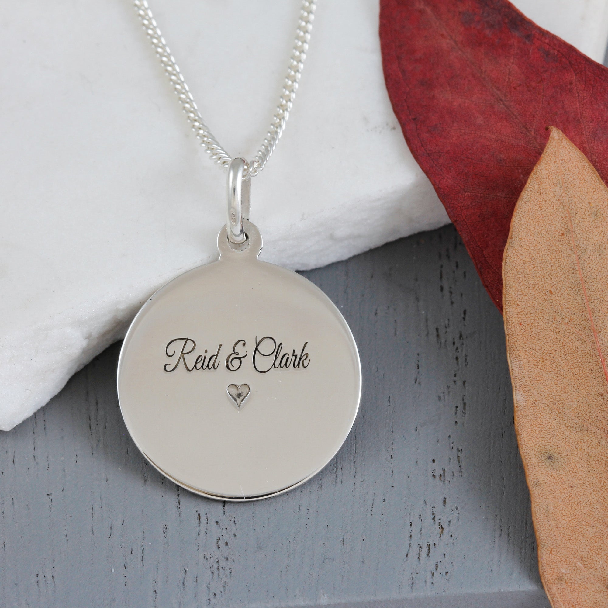 27mm large polished silver saint christopher necklace with engraved back on curb chain