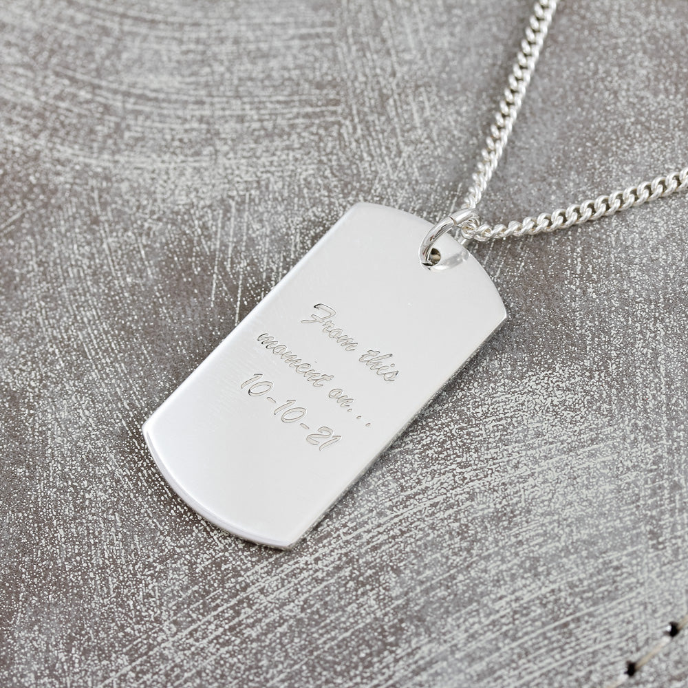 polished dog tag street map necklace back engraving