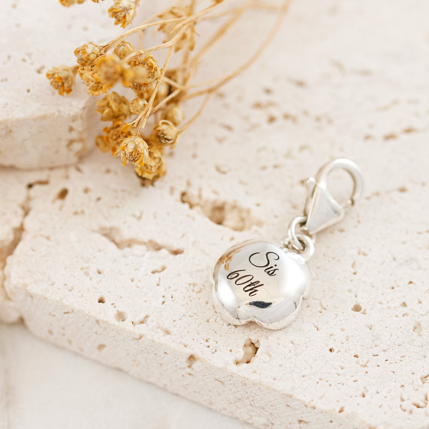 60th birthday rose flower charm gift for sister