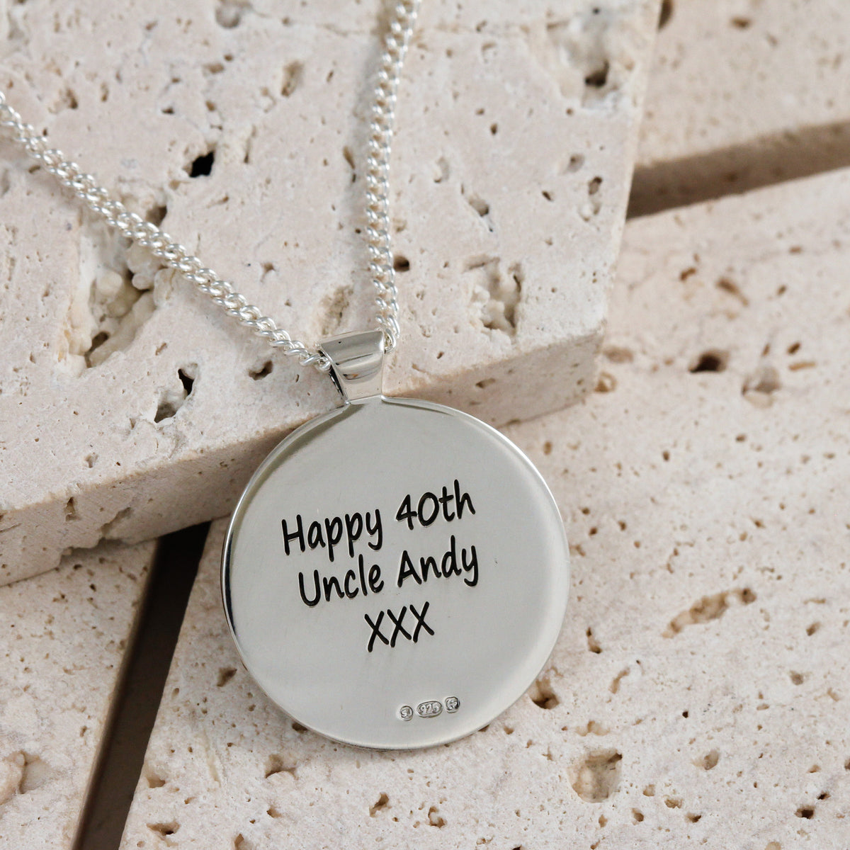 happy 40th birthday uncle necklace with runes engraved on back