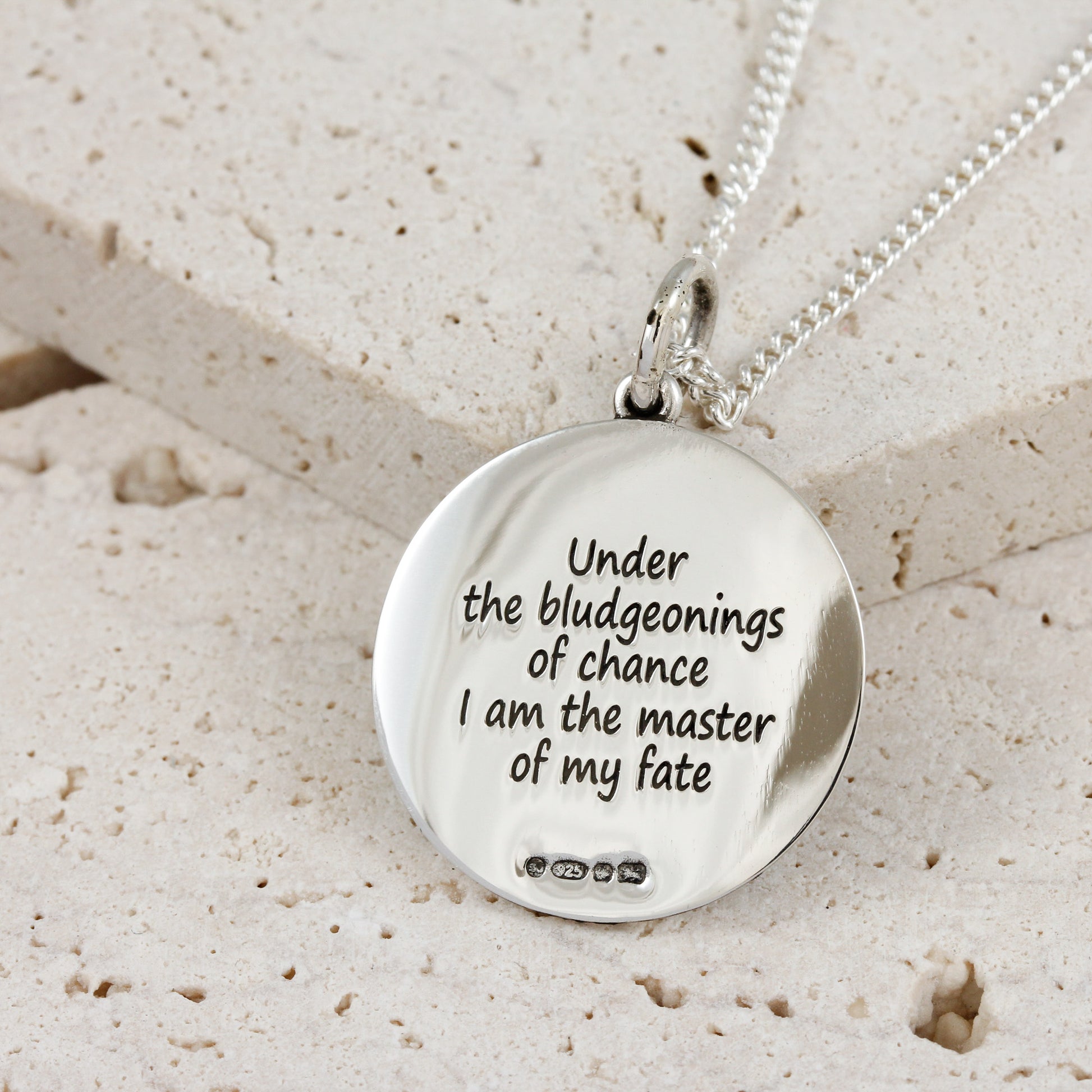 engraved back of storm guardian unusual saint christopher master of my fate
