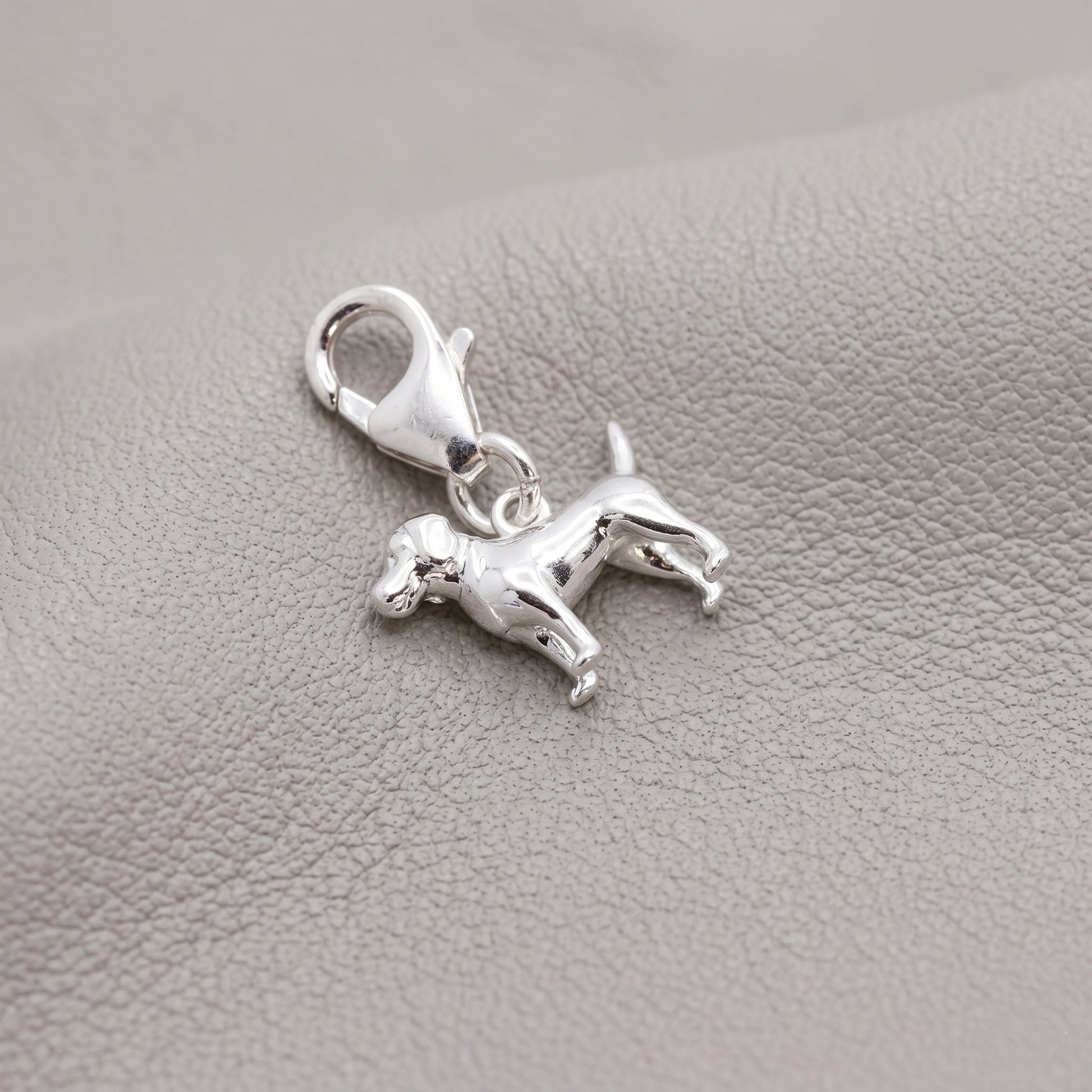 silver dog shaped beagle charm with clip