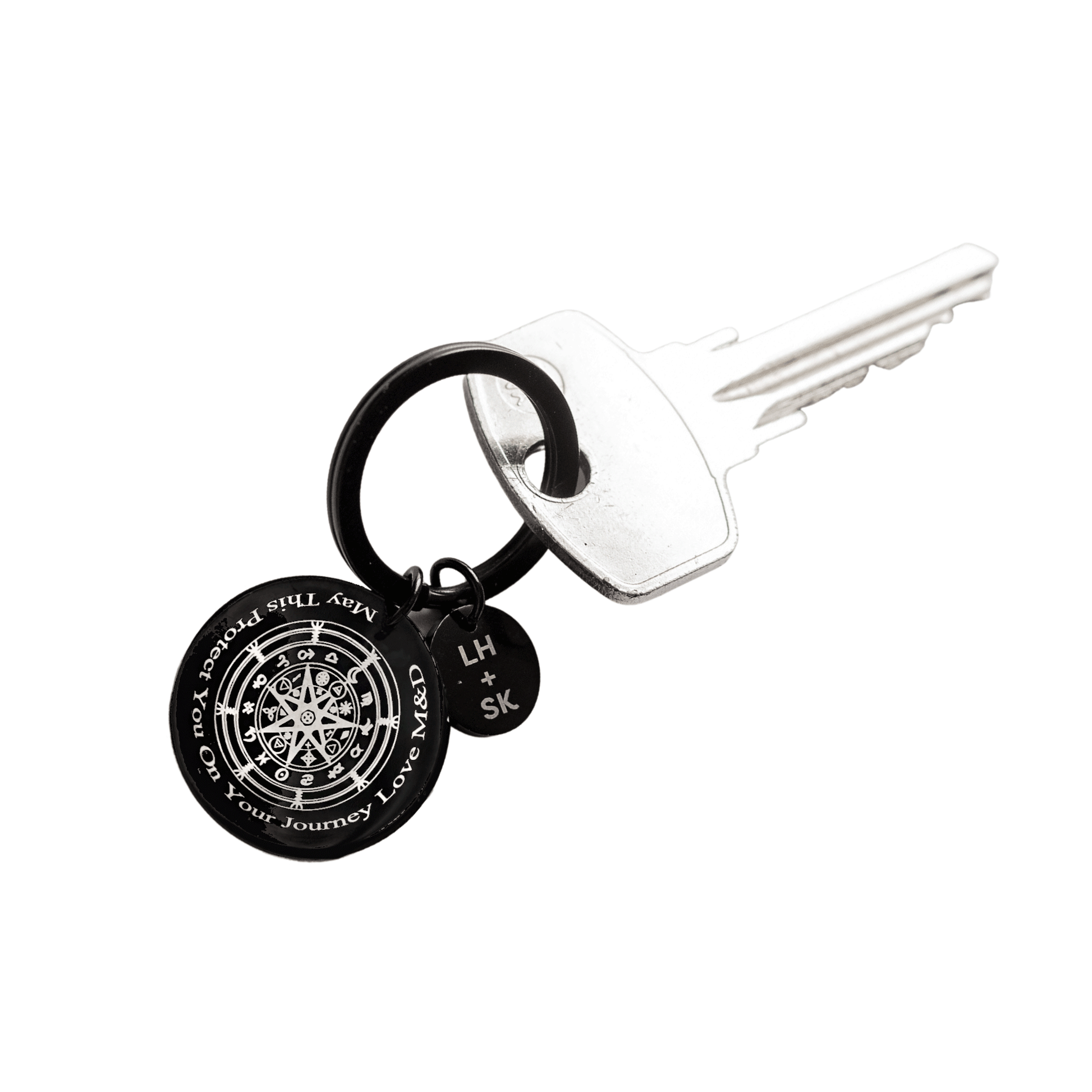 protection wiccan symbol keyring personalised 25mm