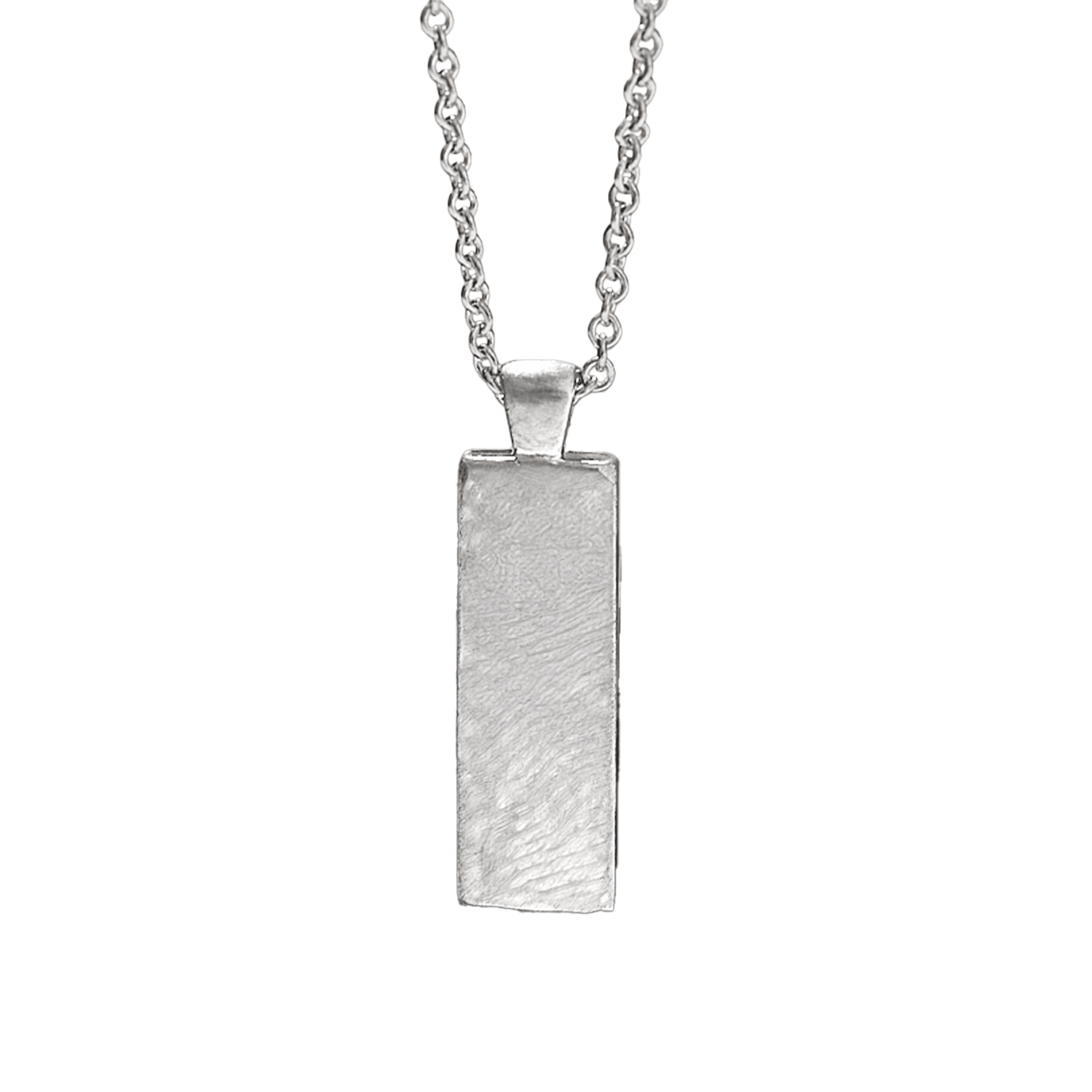 back of hammered silver rectangle pendant