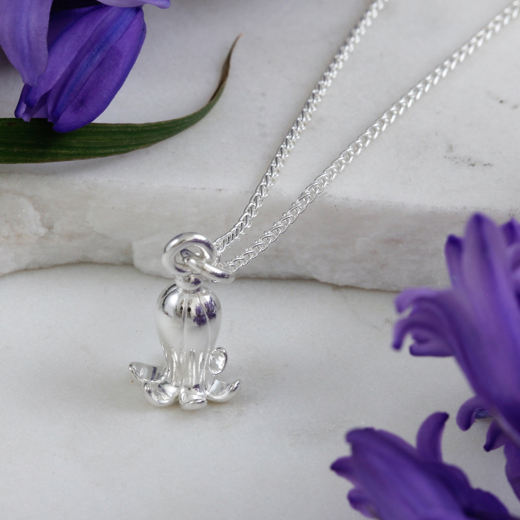bluebell flower silver charm necklace
