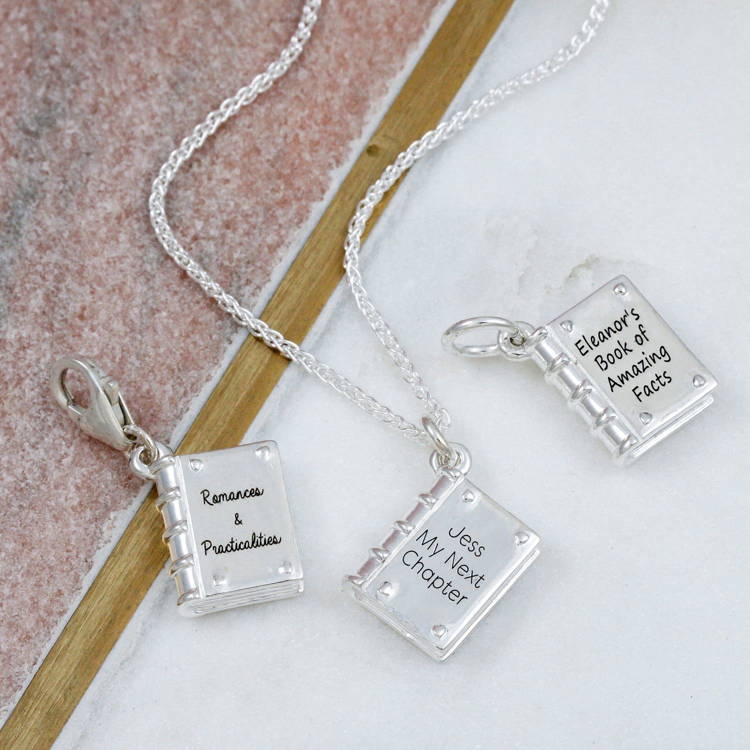 Hardback Book Personalised Silver Charm - Bookworm Bracelet Charm