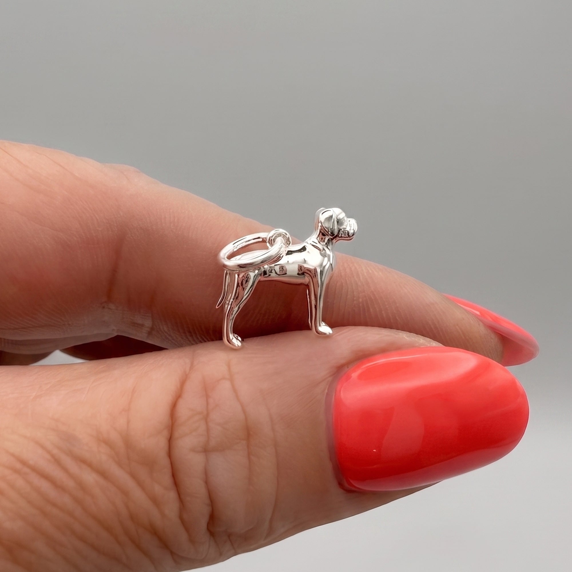 Boxer Silver Dog Charm