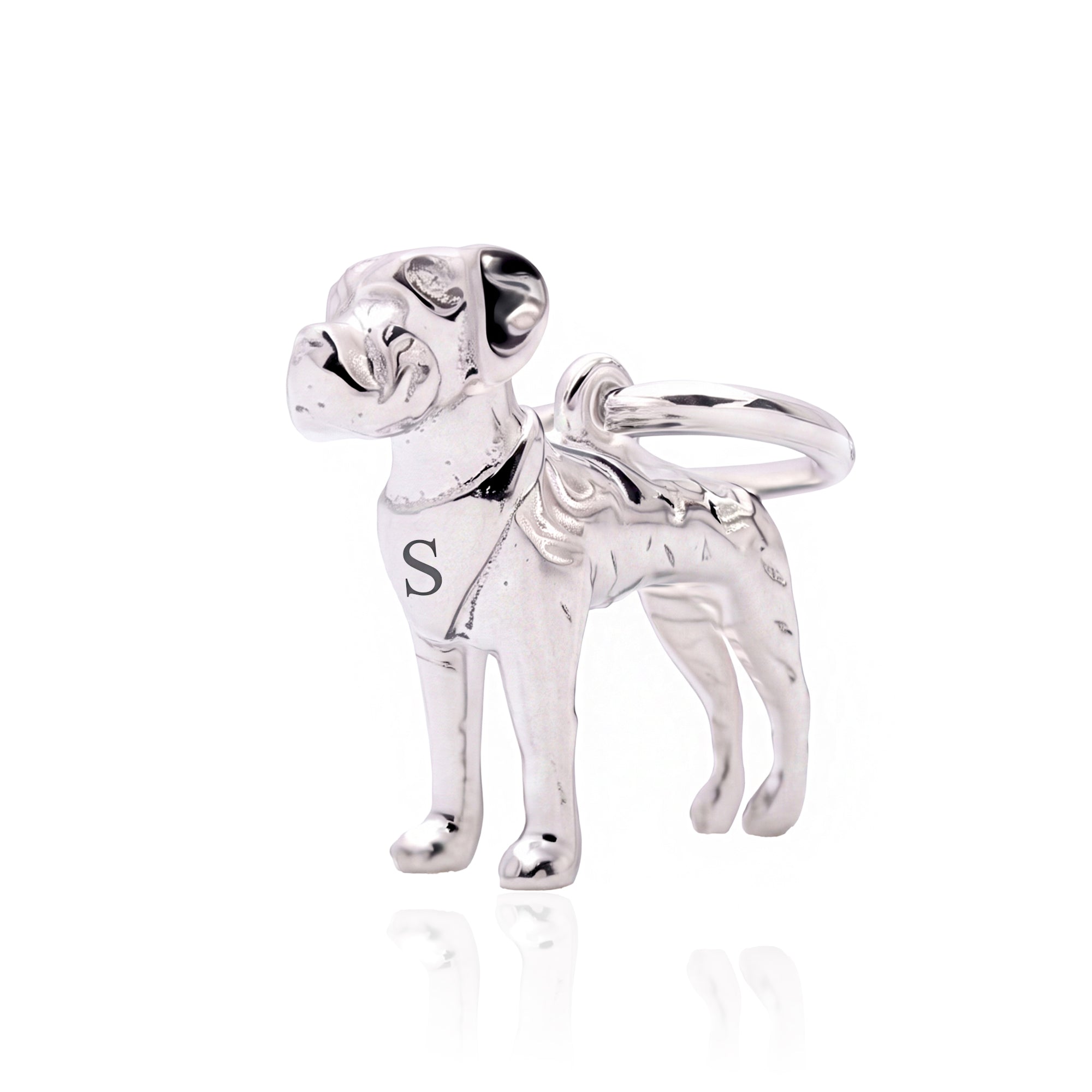 Boxer Silver Dog Charm