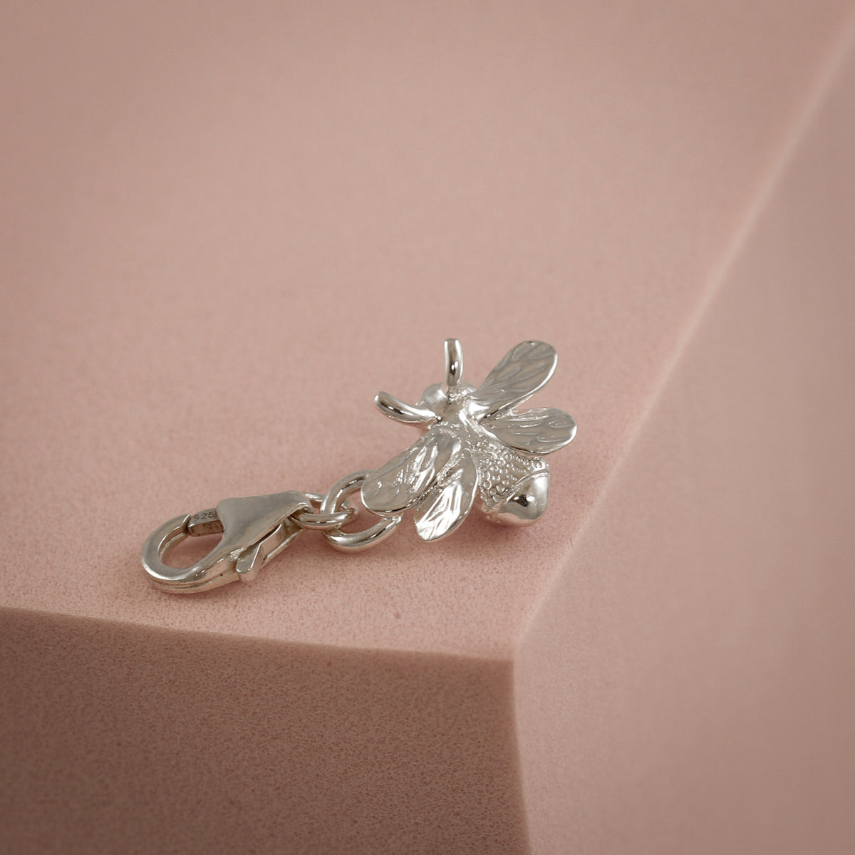 silver bee charm with clip on clasp