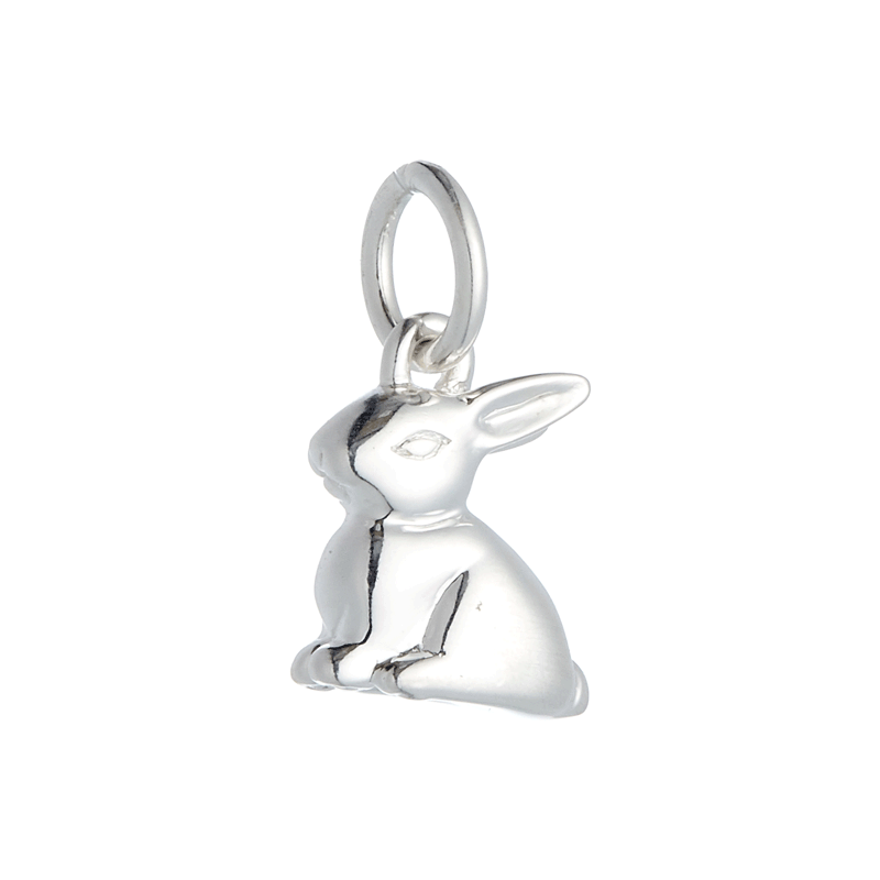 solid silver bunny rabbit charm