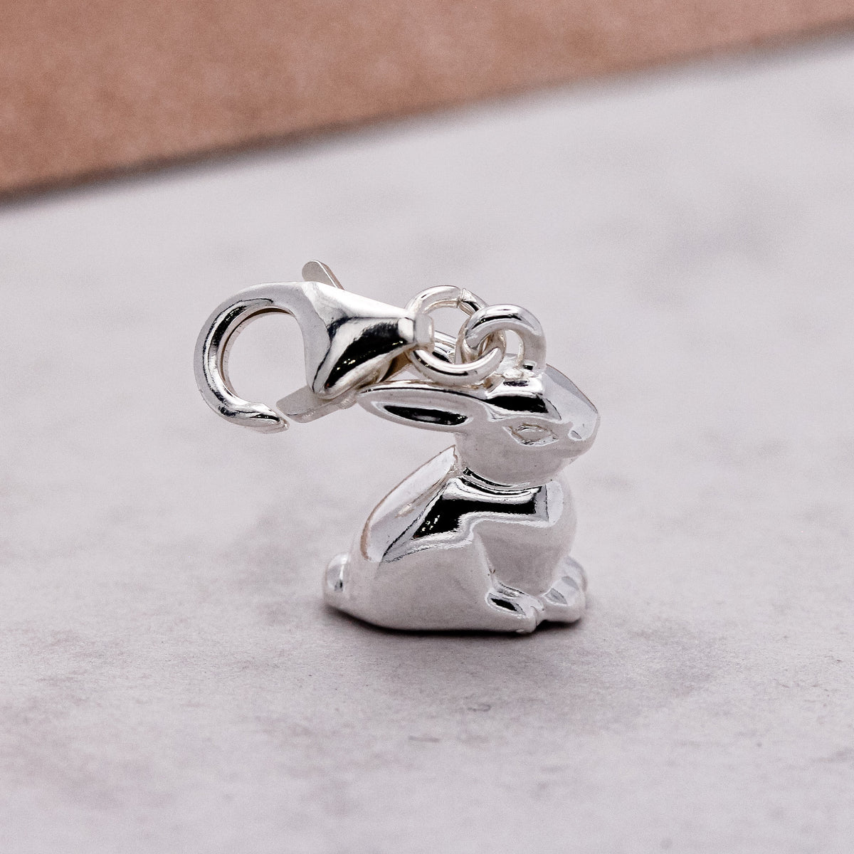 sterling silver bunny rabbit charm with clip clasp