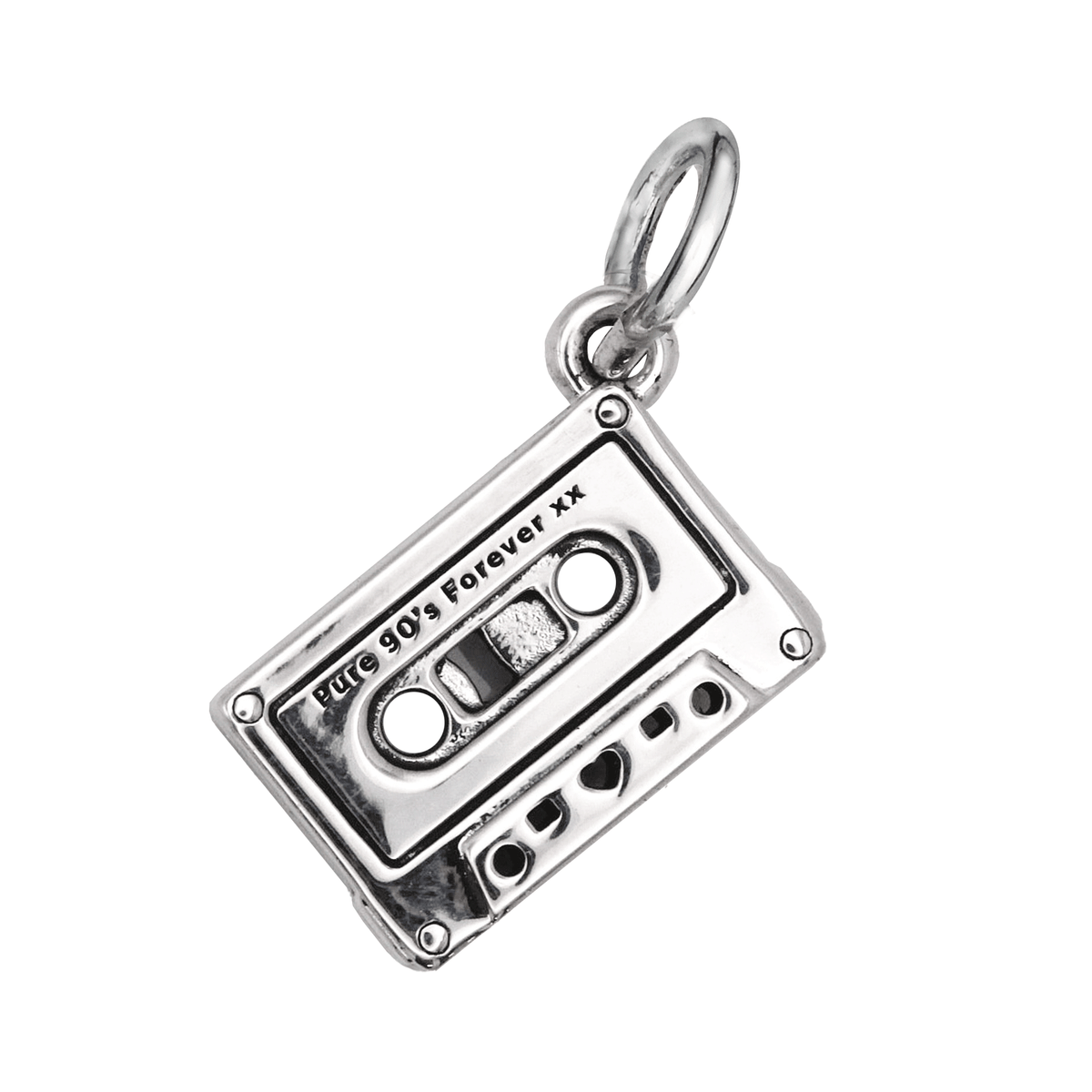 silver personalised vintage cassette tape charm