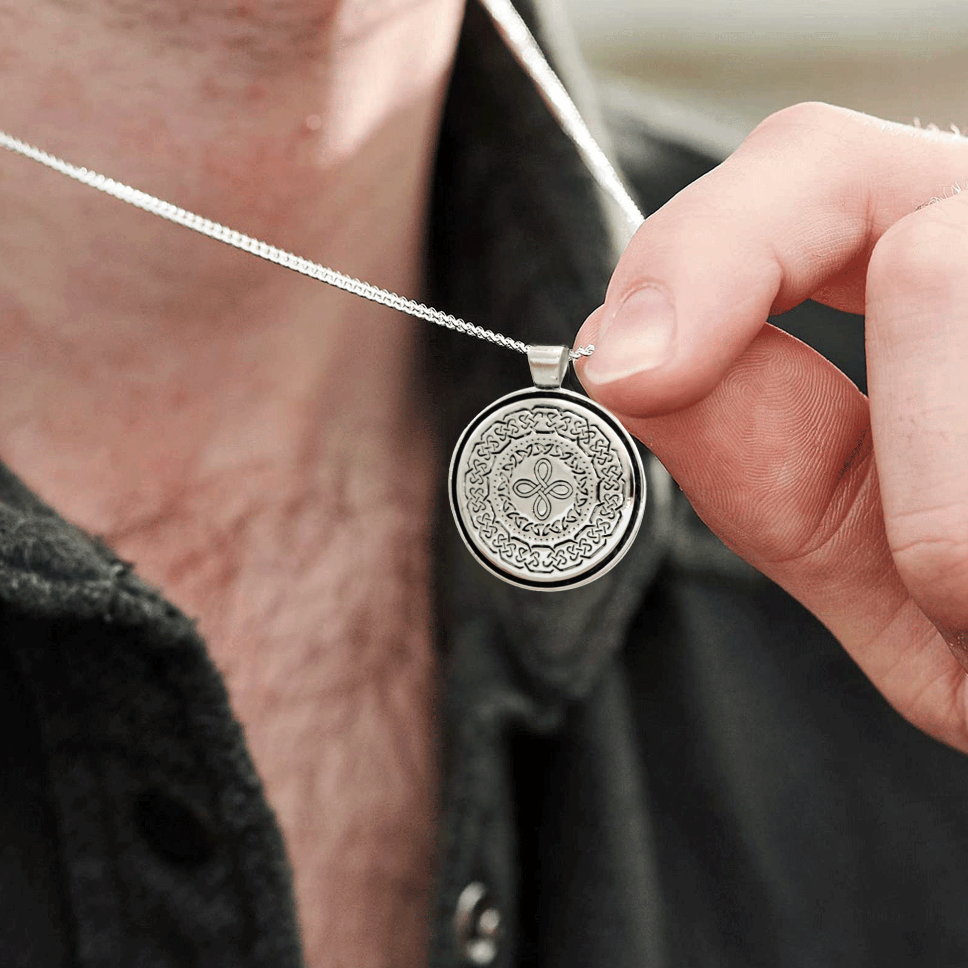mans celtic knot pendant for happiness