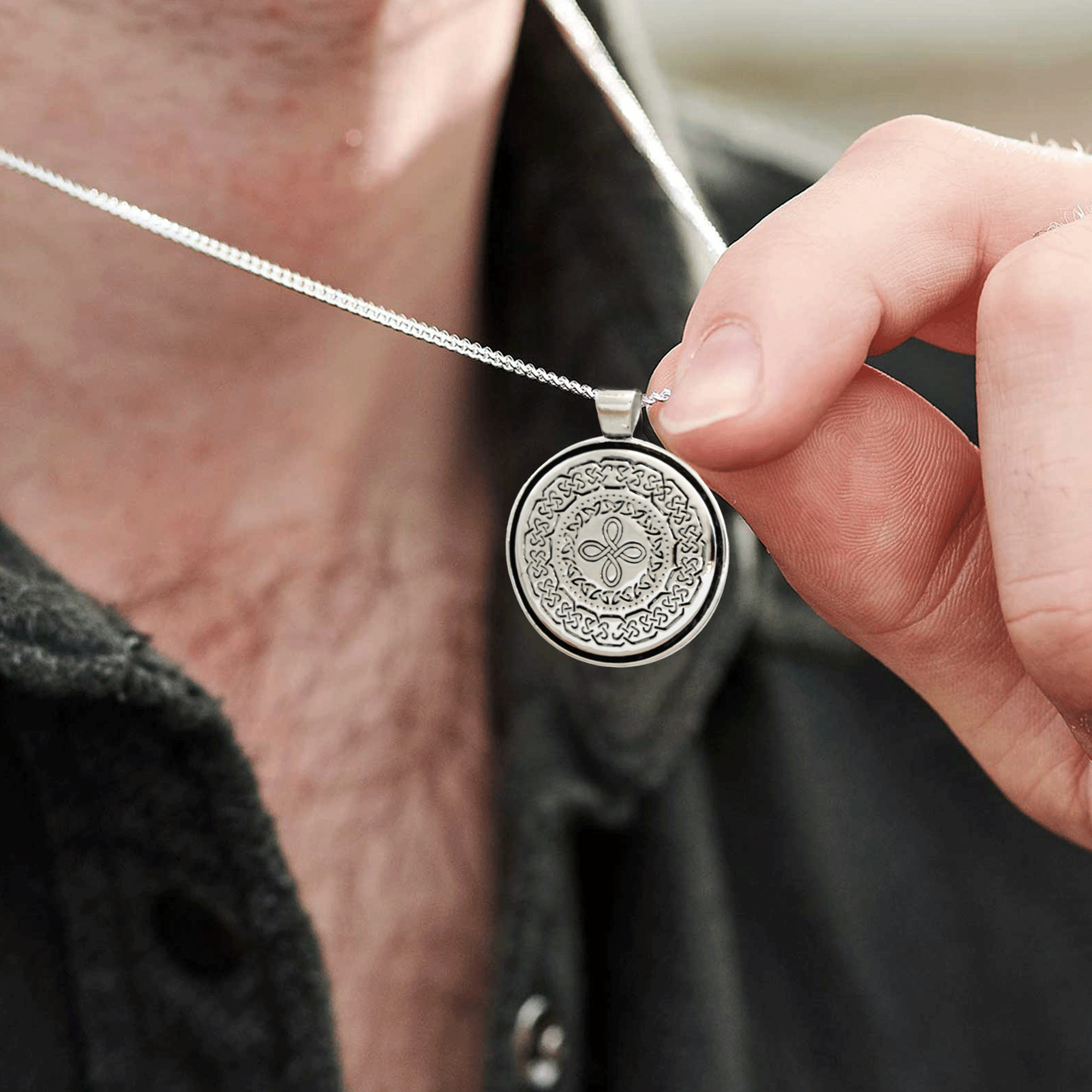 Silver Celtic Knot Mandala Pendant - Elegant Journey Companion