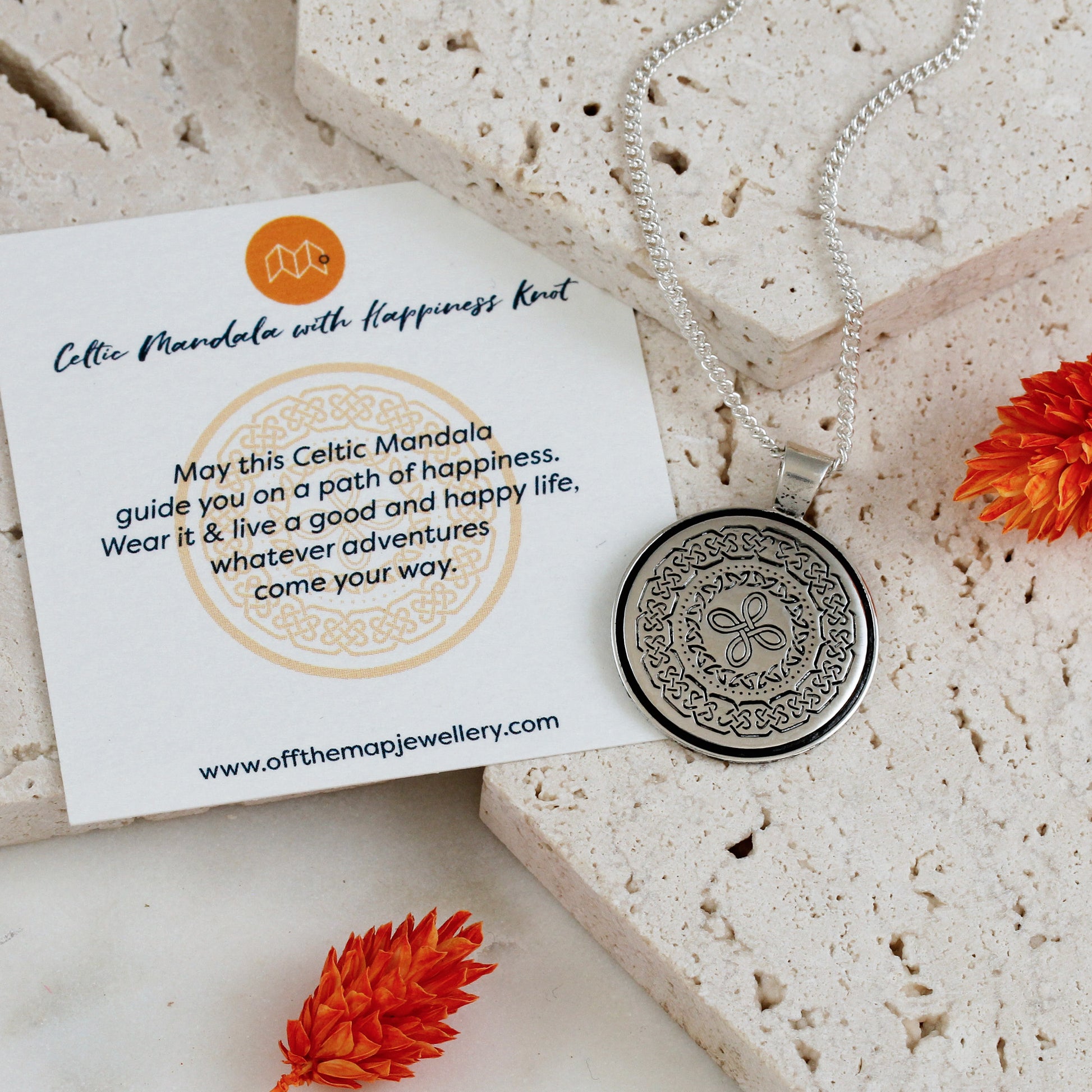 celtic happiness mandala necklace to wish someone a good life