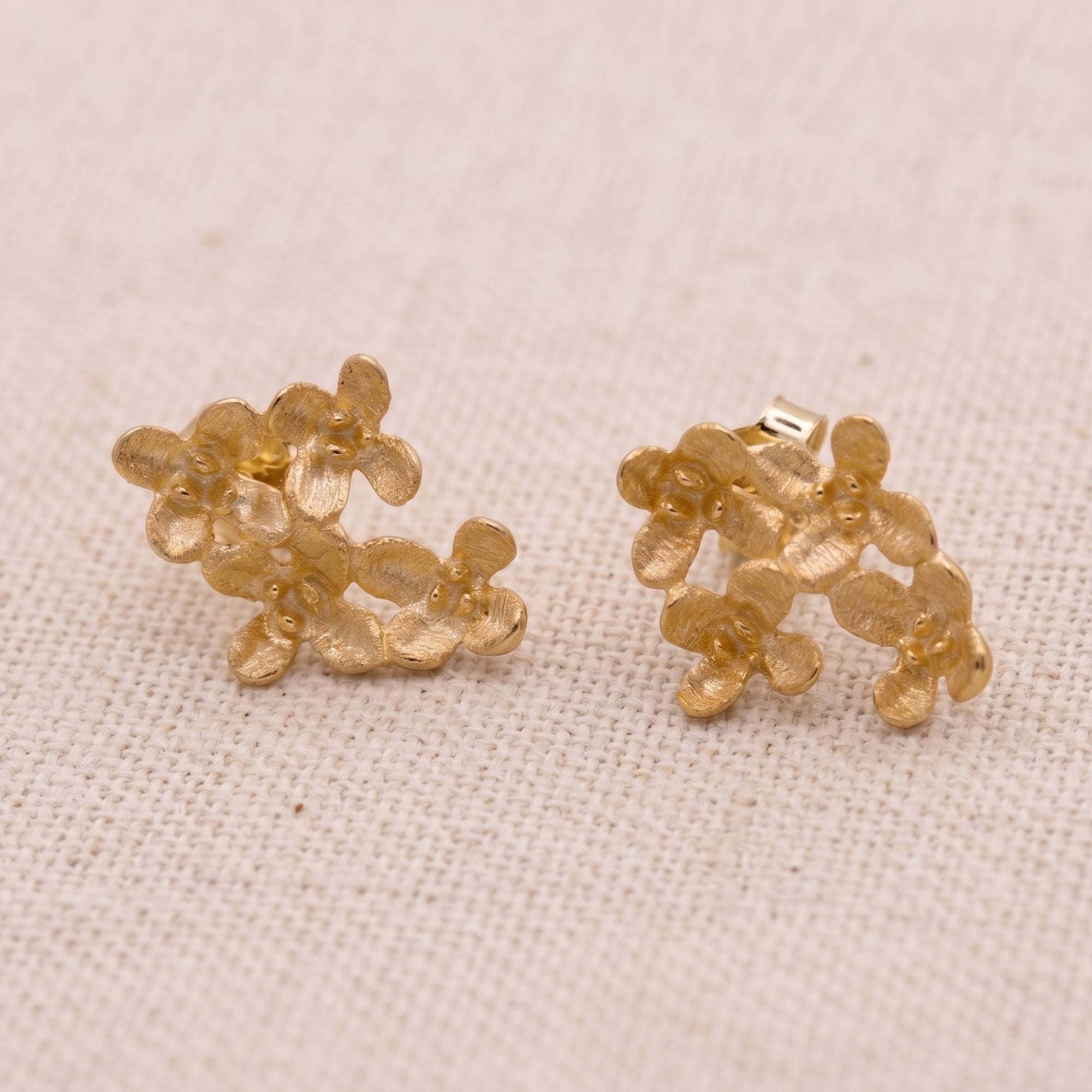 Jasmine Flower Cluster Stud Earrings - 18ct Gold Plated