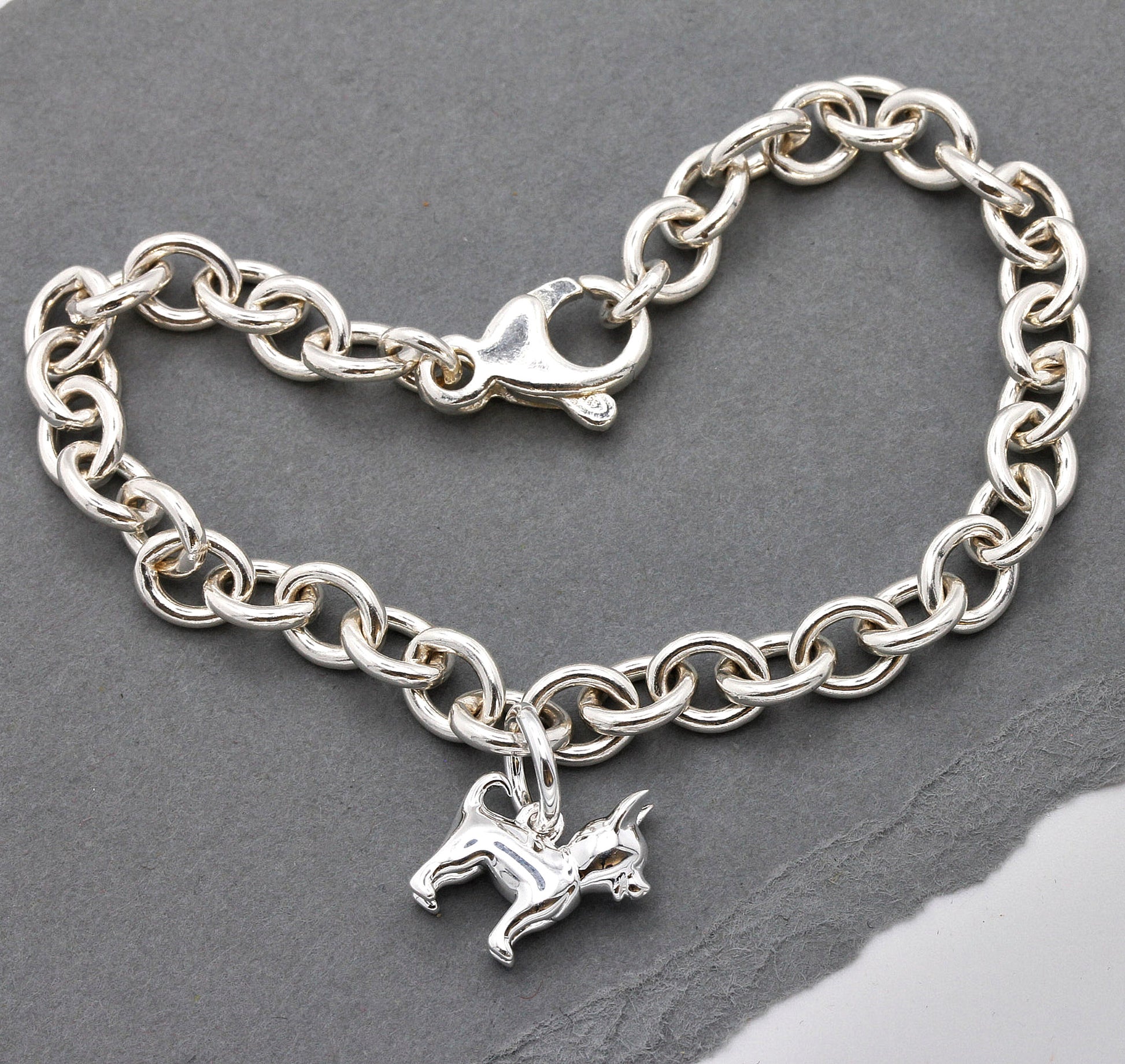 chihuahua dog silver charm bracelet