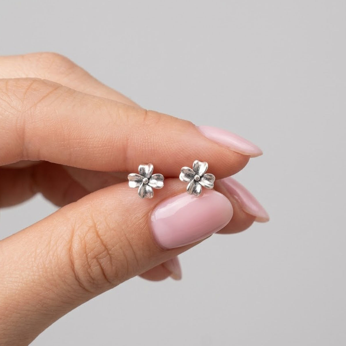 Mini Clover Silver Stud Earrings