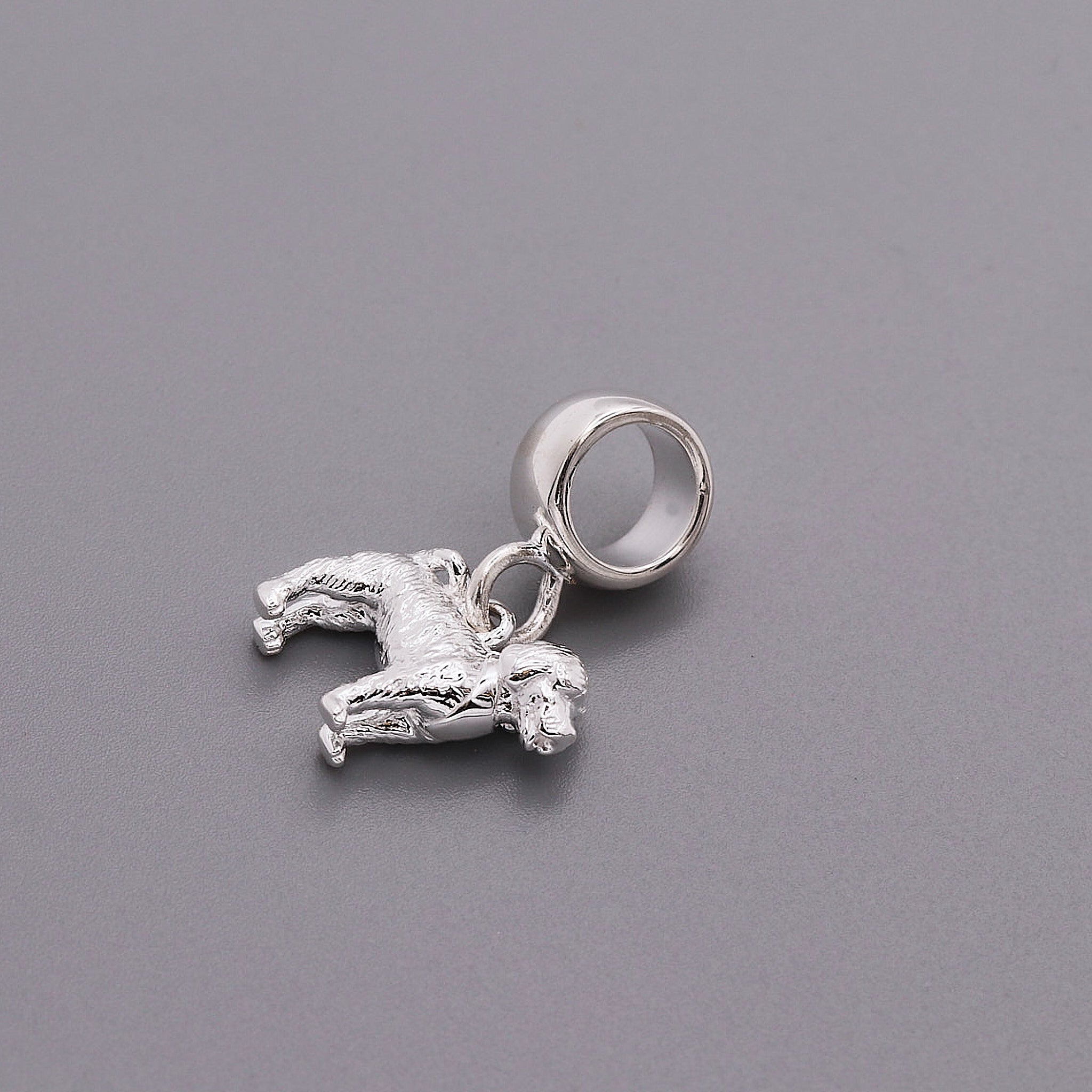 silver cockerpoo dog charm on pandora compatible carrier