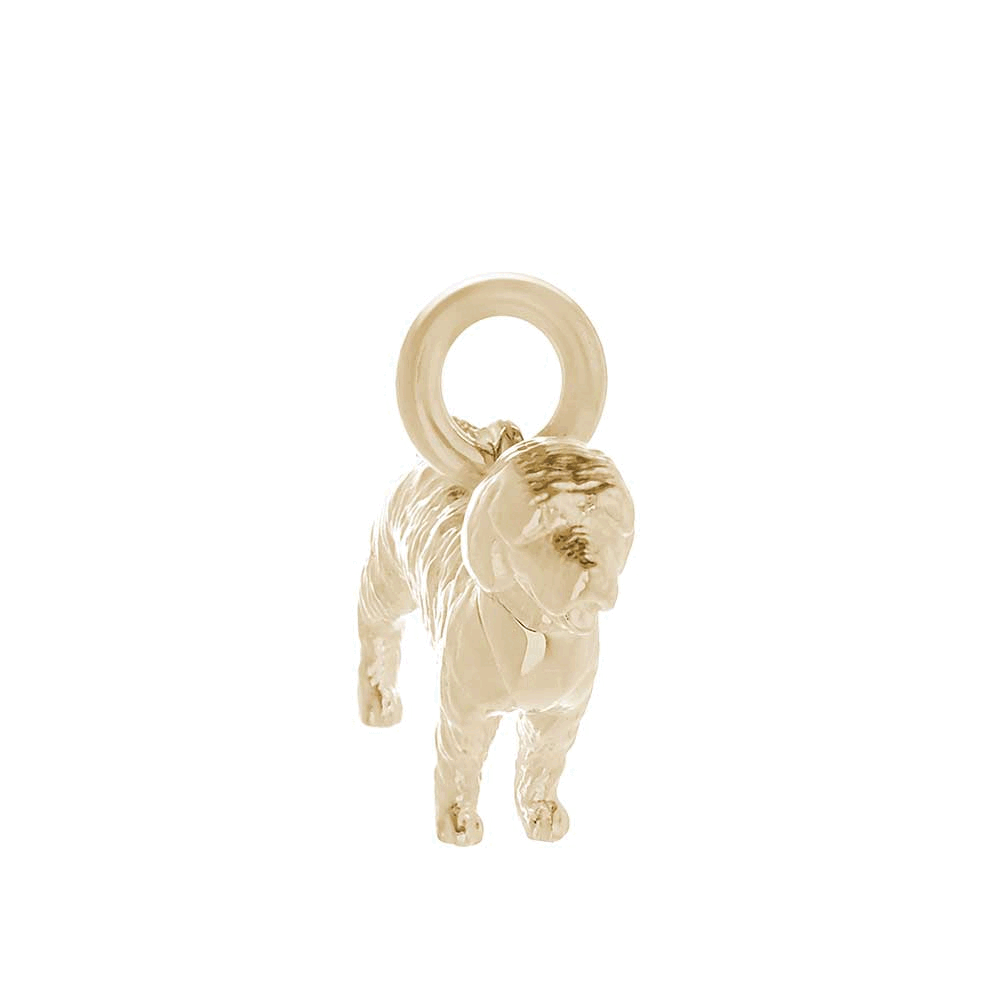 solid gold cockerpoo cockapoo dog charm for bracelets or necklaces