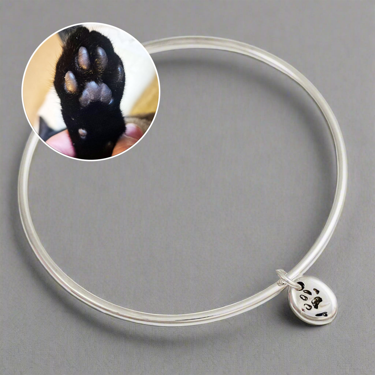 customised engraved pet paw print bangle