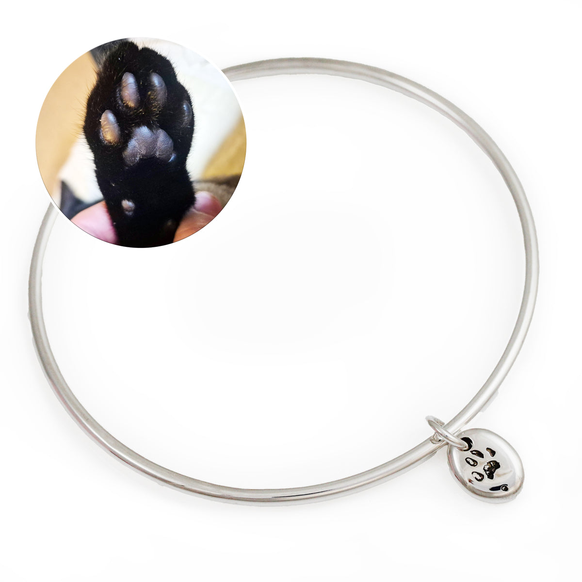 your pets paw engraved on a pebble bangle