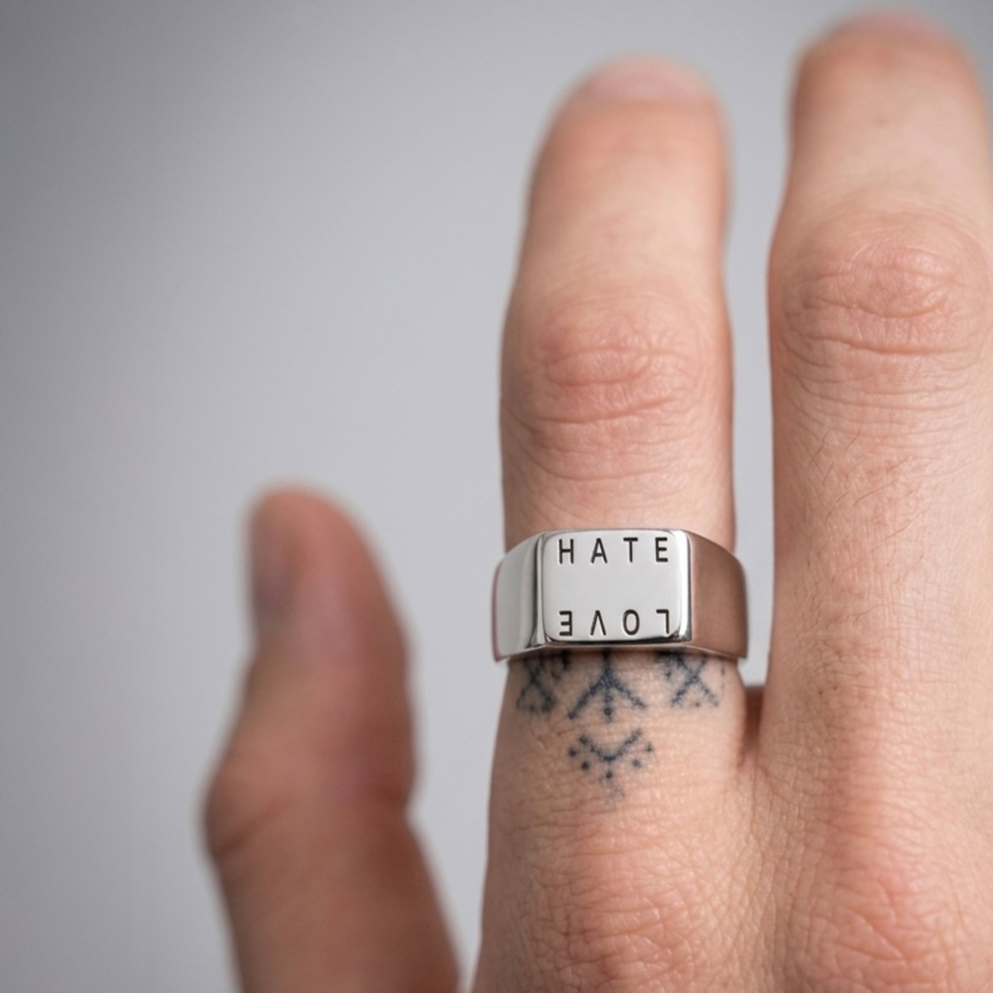 Custom Engraved Square Silver Signet Ring