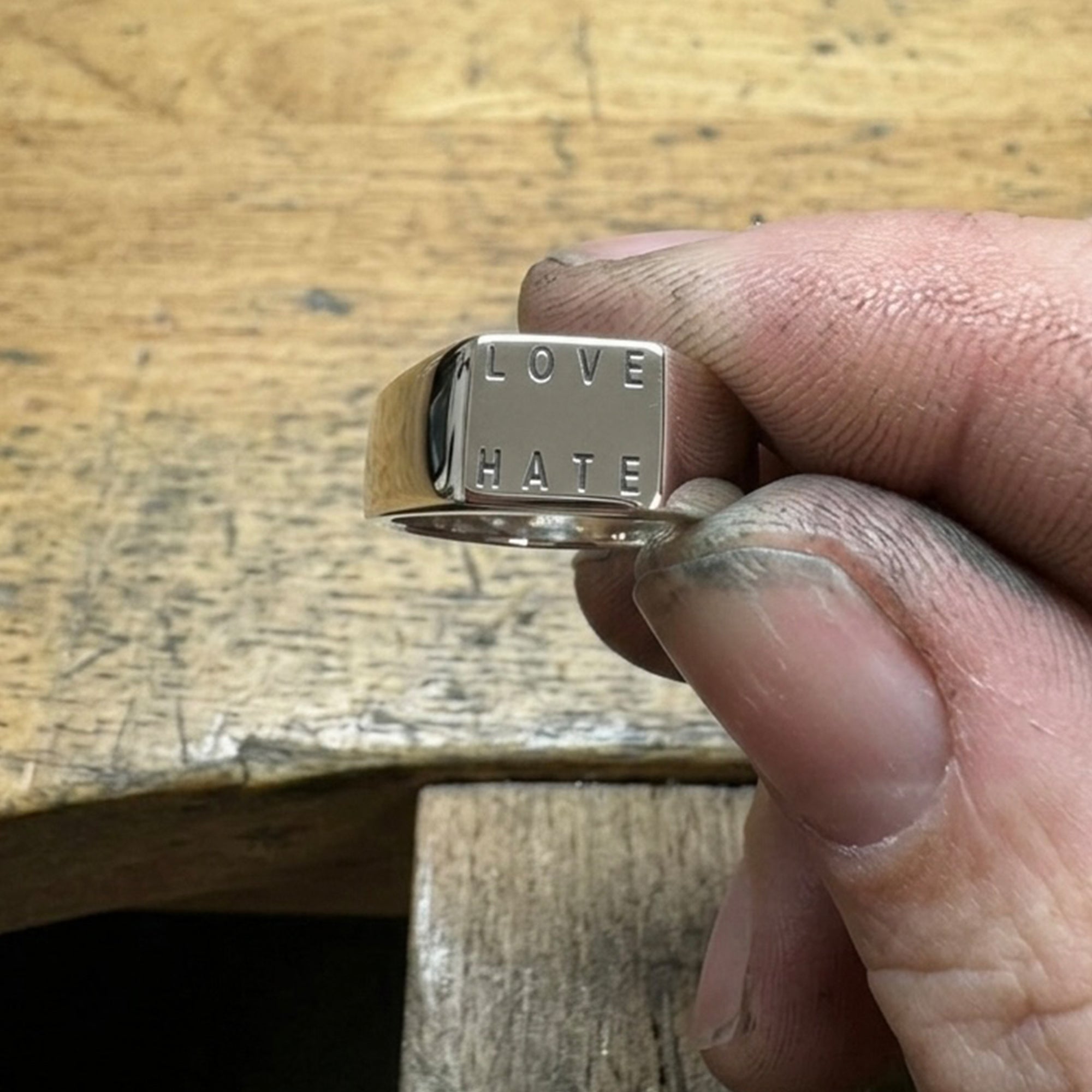 Custom Engraved Square Silver Signet Ring