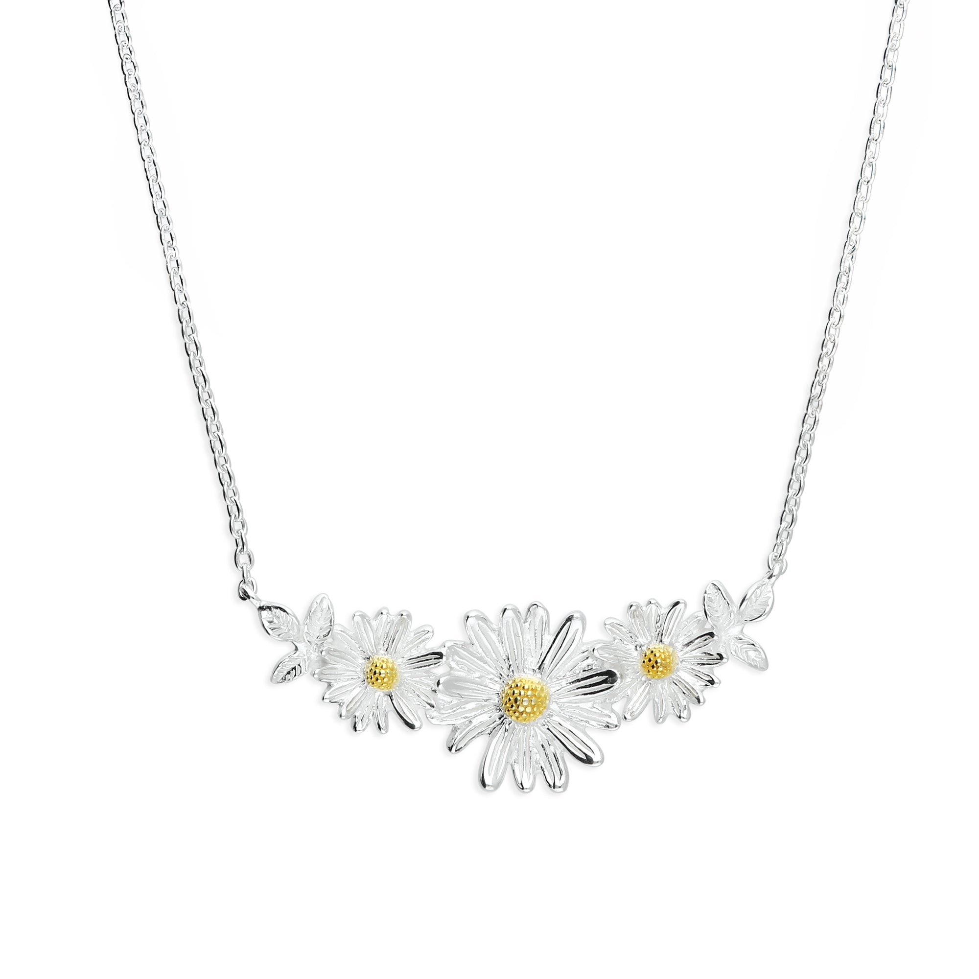 Daisy Cluster Silver & Gold Necklace