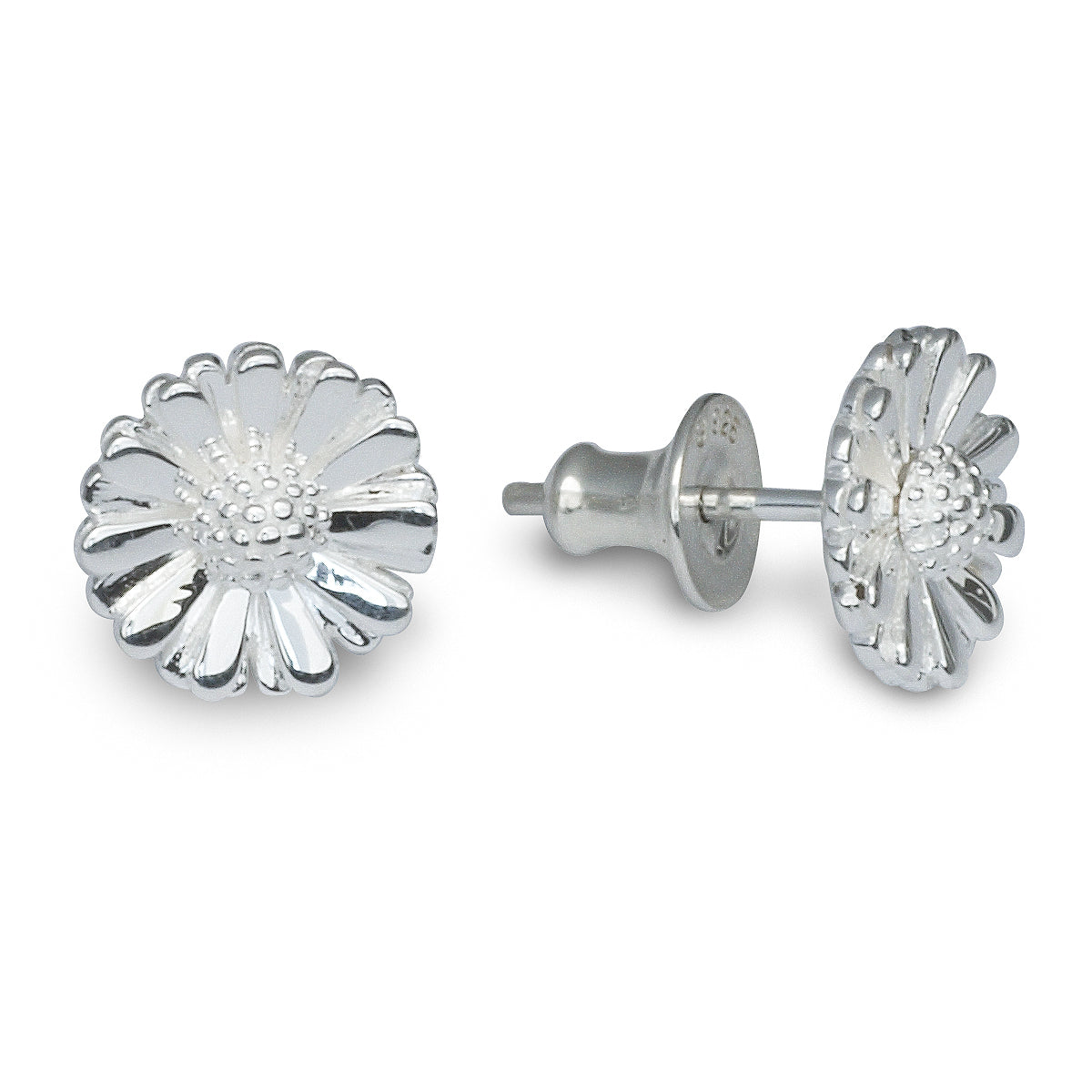 Daisy Silver &amp; Solid Gold Stud Earrings