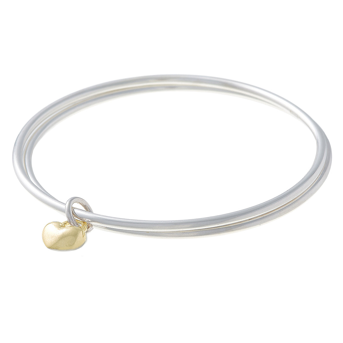 One Love Gold Heart Double Bangle