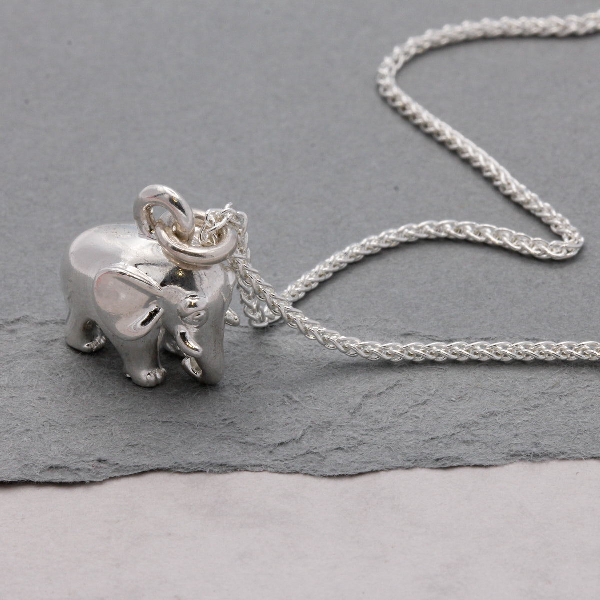 silver elephant charm necklace