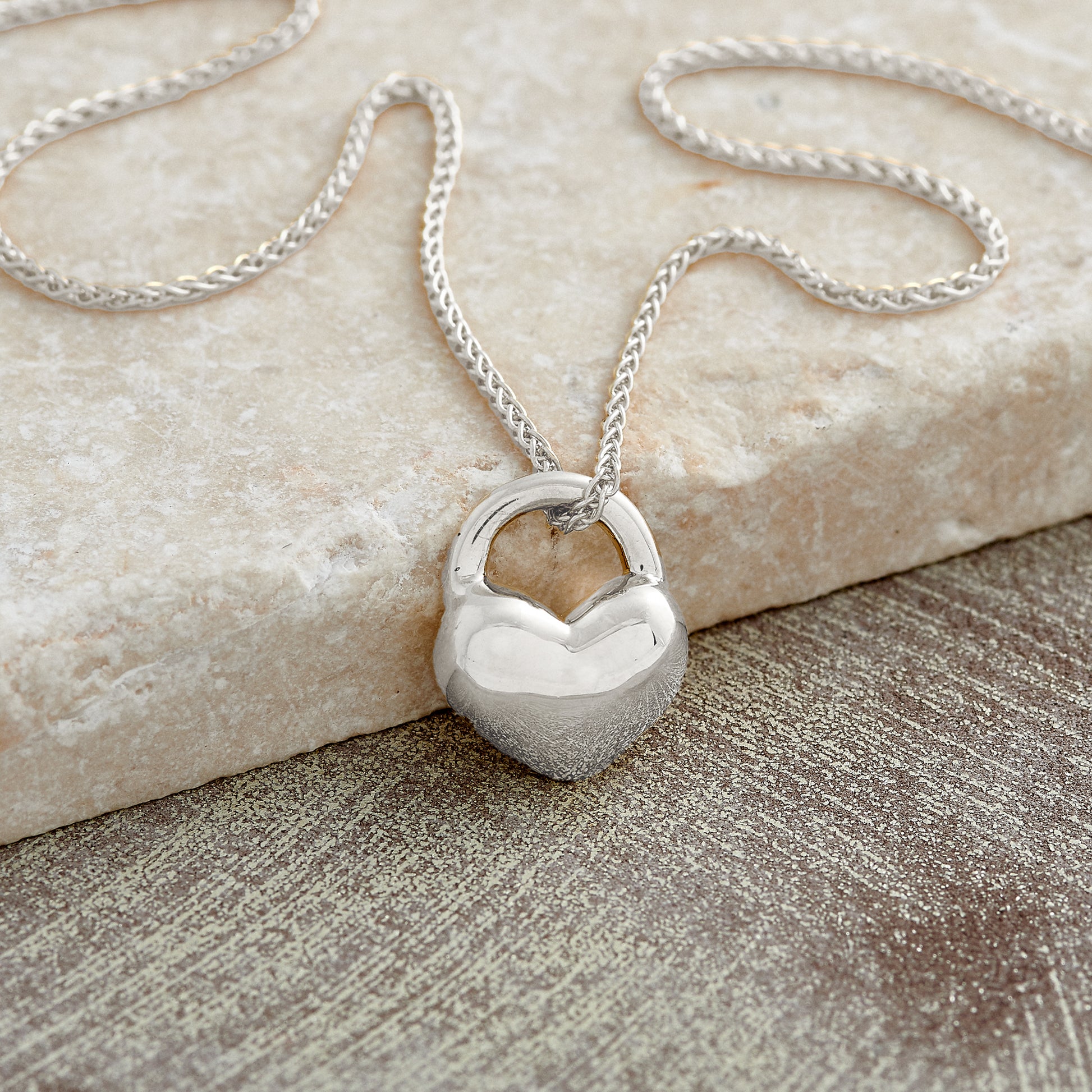 silver chunky heart pendant scarlett jewellery