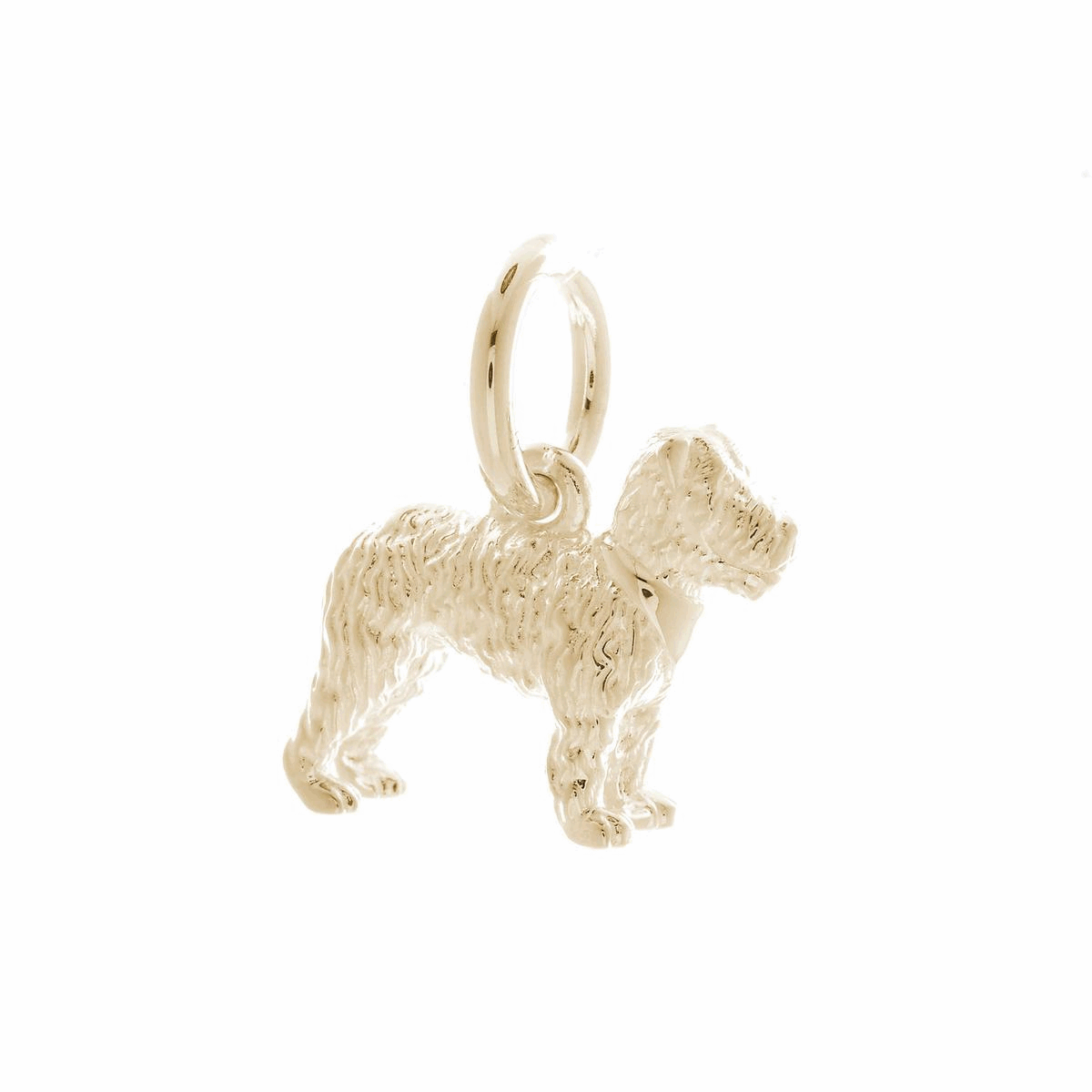 Solid 9ct gold Fox Terrier charm with tiny bandana, perfect for a charm bracelet or necklace.