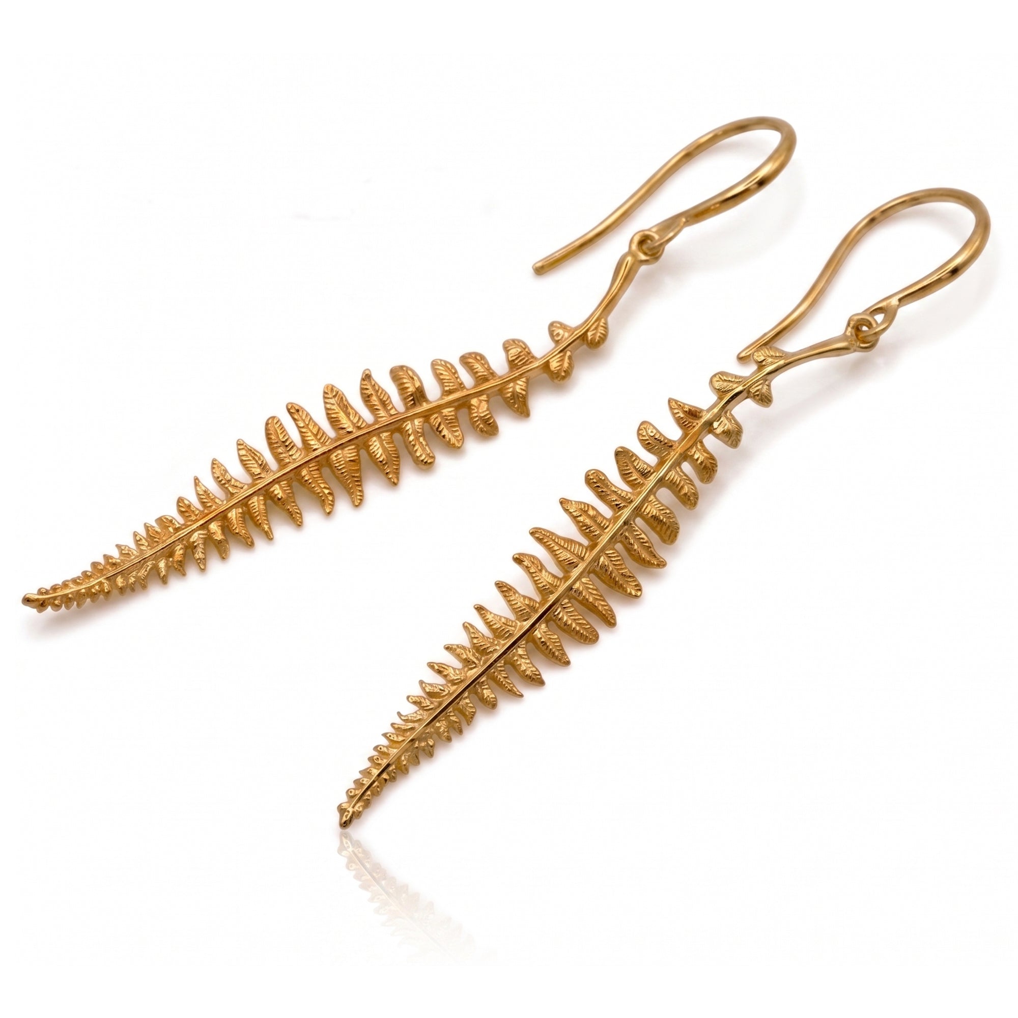 Fern Hook Gold Plated Silver Earrings