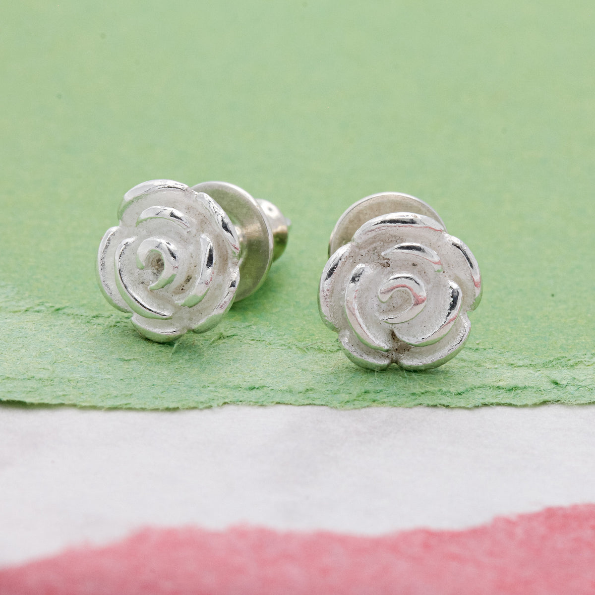 rose flower silver stud earrings for garden lovers