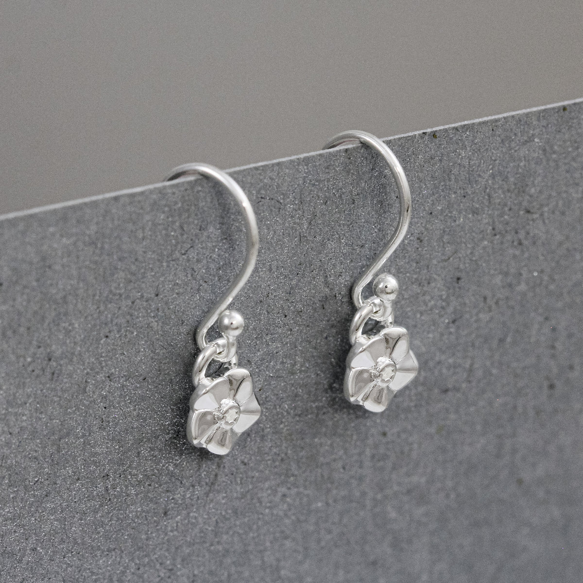 tiny forget me not flower hook earrings