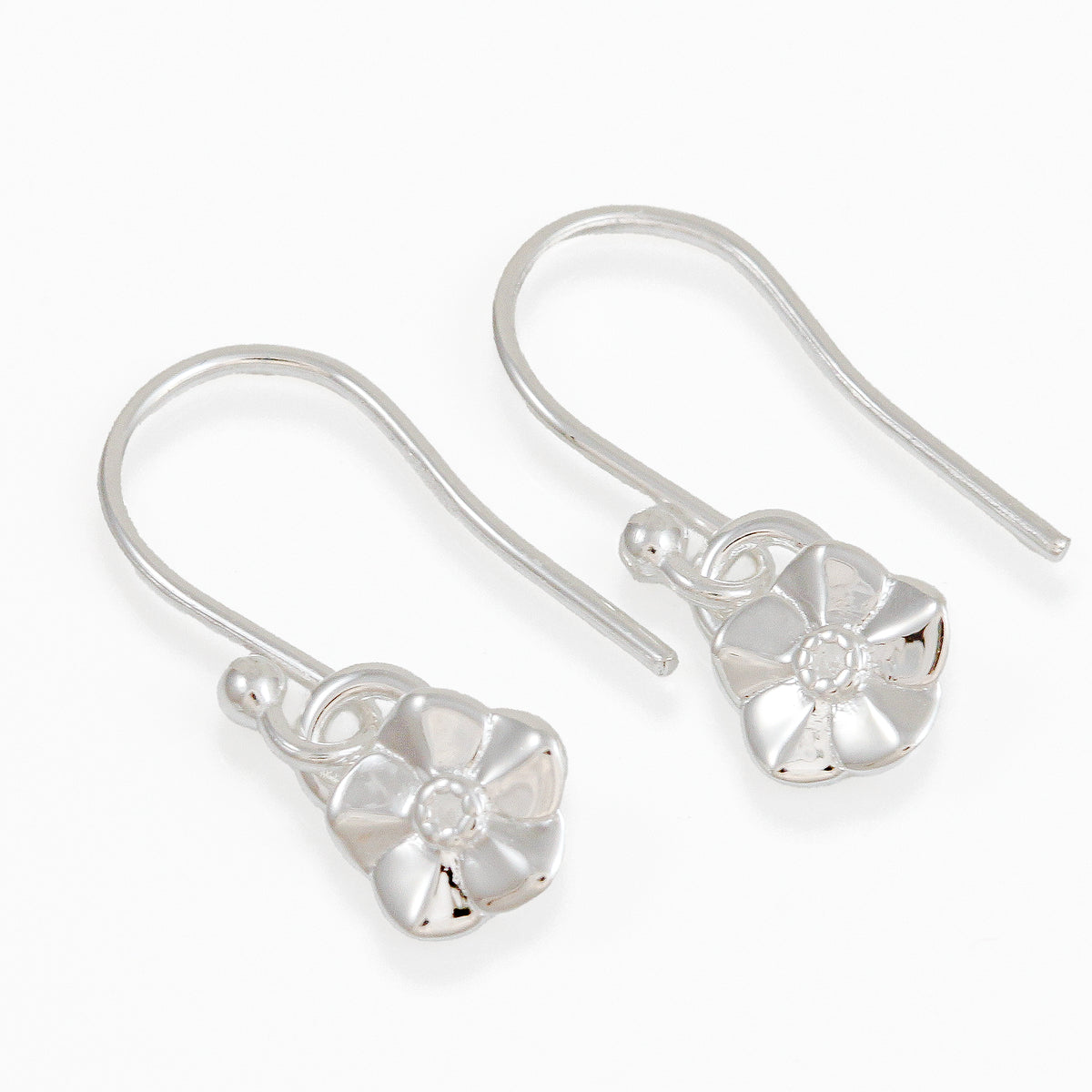 tiny forget me not flower hook earrings