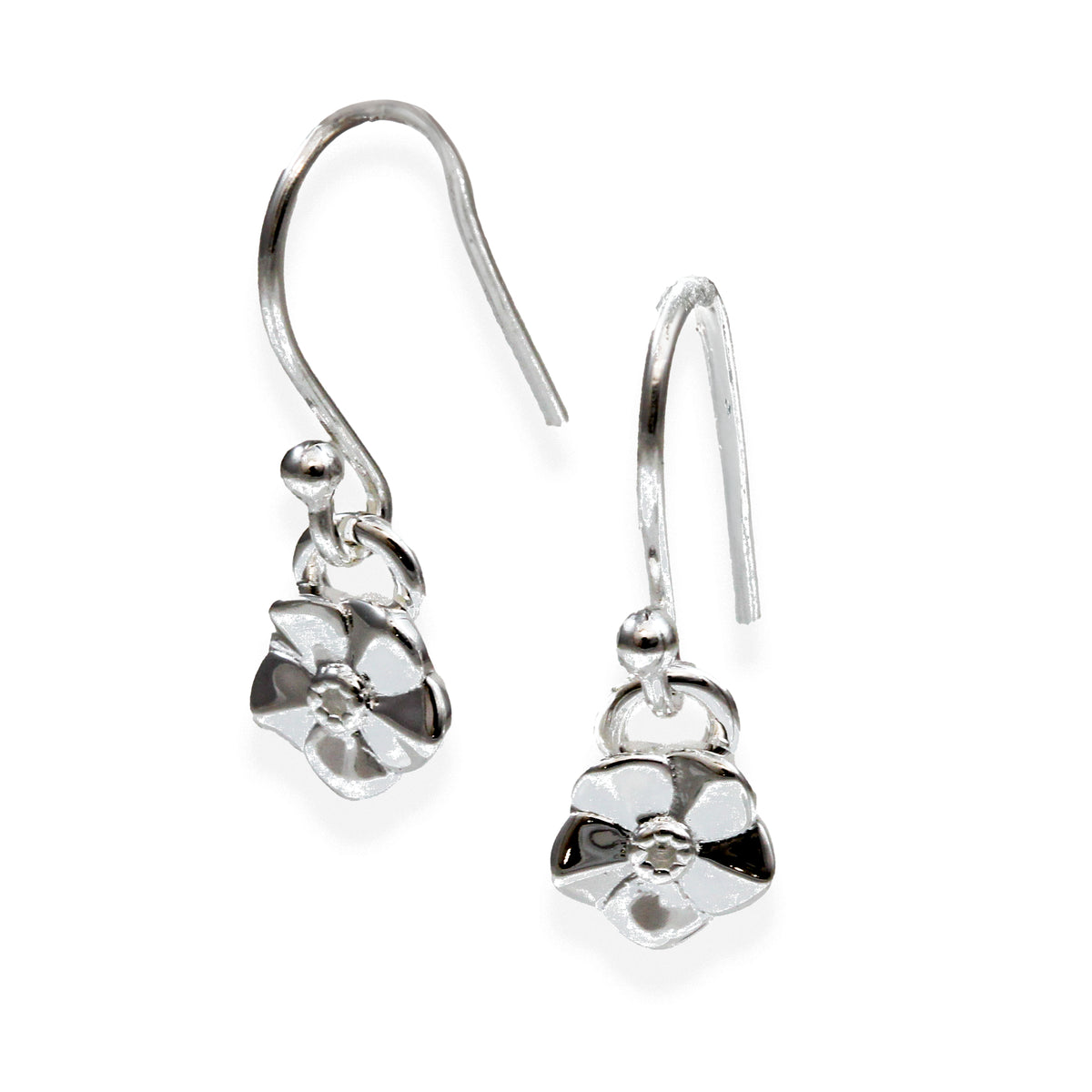 tiny forget me not flower hook earrings