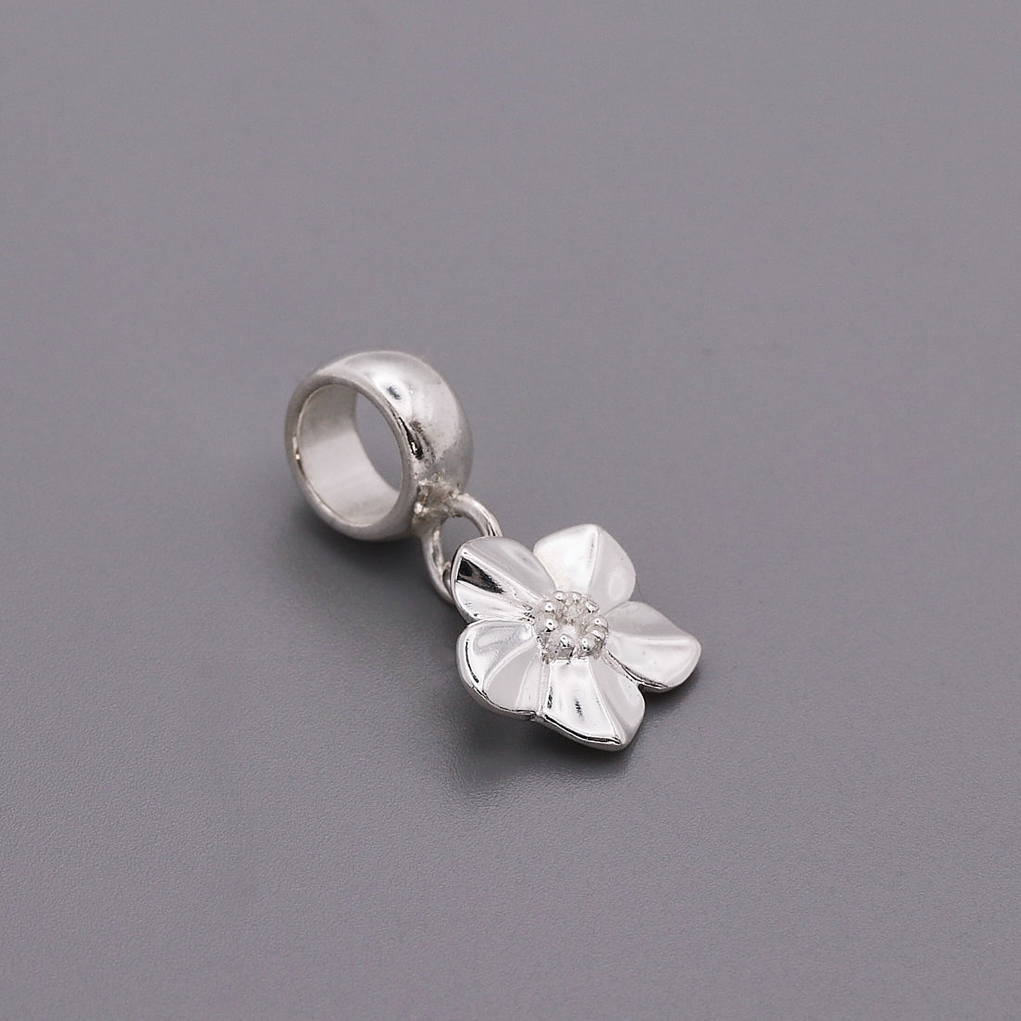 forget me not charm with carrier fits pandora bracelets