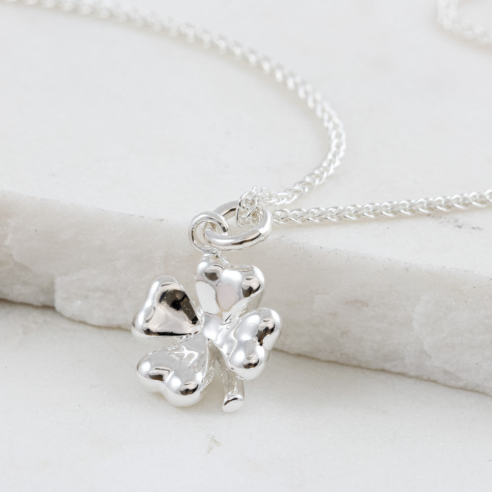 four leaf clover silver charm necklace