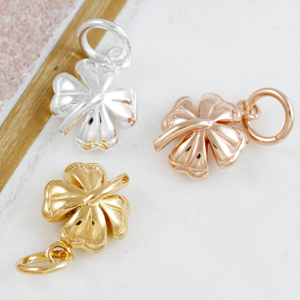 lucky four leaf clover silver and rose gold plated charms for bracelets