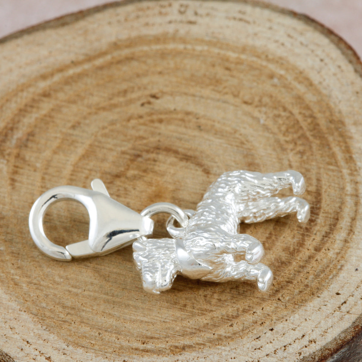 fox terrier dog breed silver clip clasp charm for necklaces or bracelets