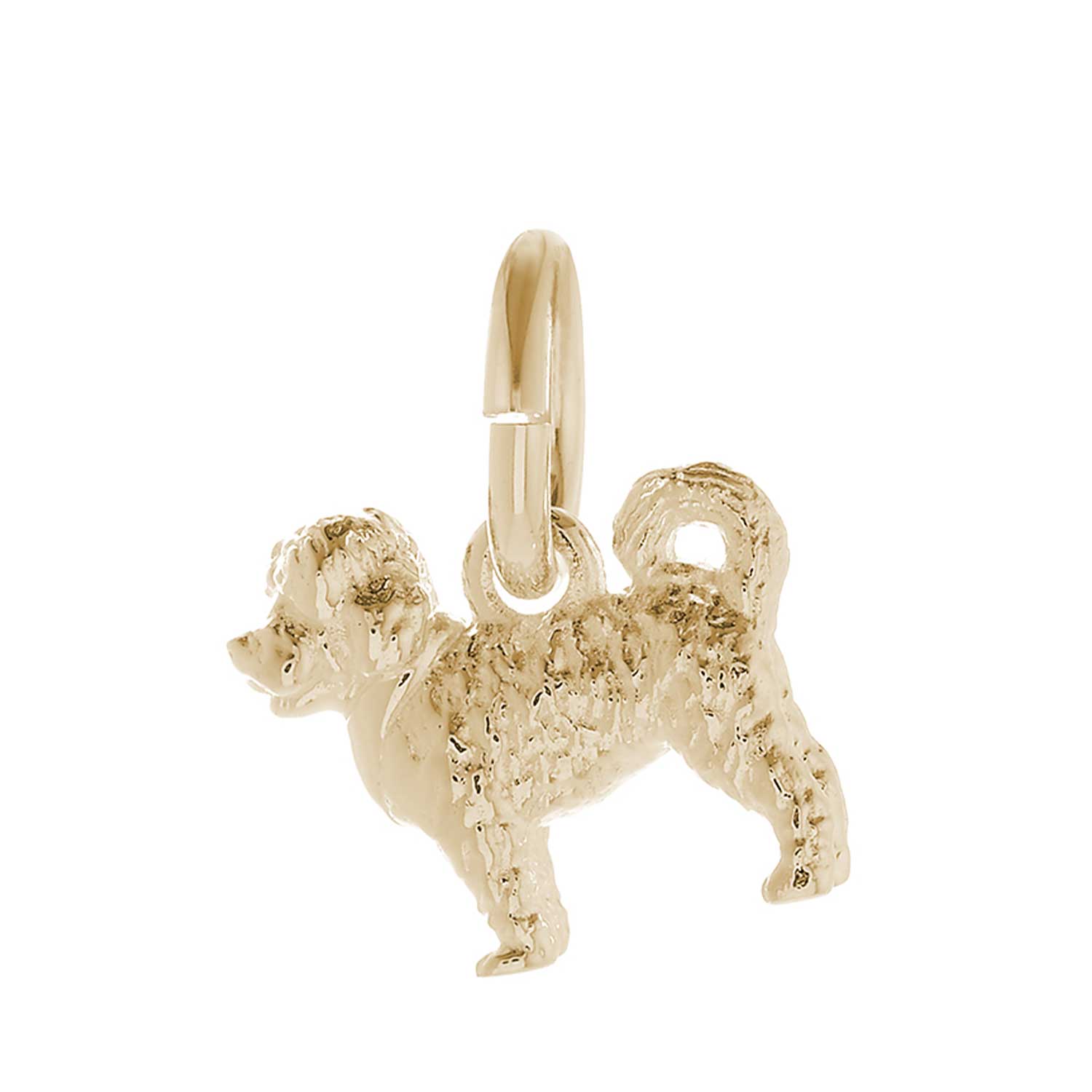 Solid 9ct gold Cavapoo charm with tiny bandana (optional), perfect for a charm bracelet or necklace.