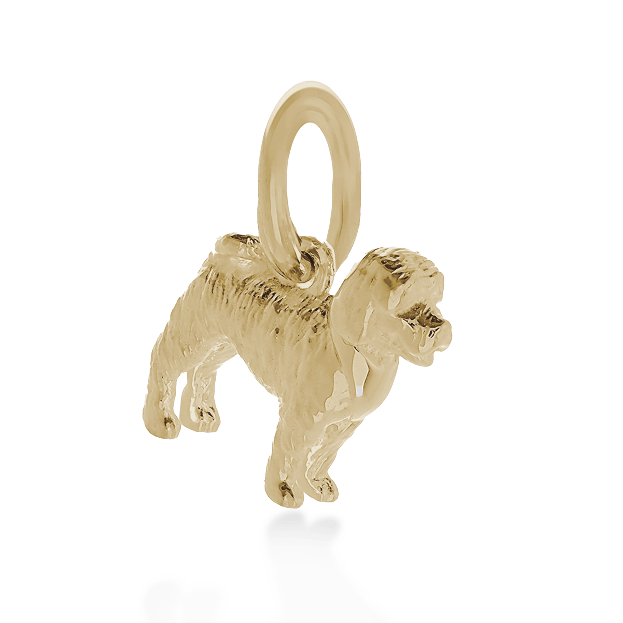 Gold cockapoo charm on a white background