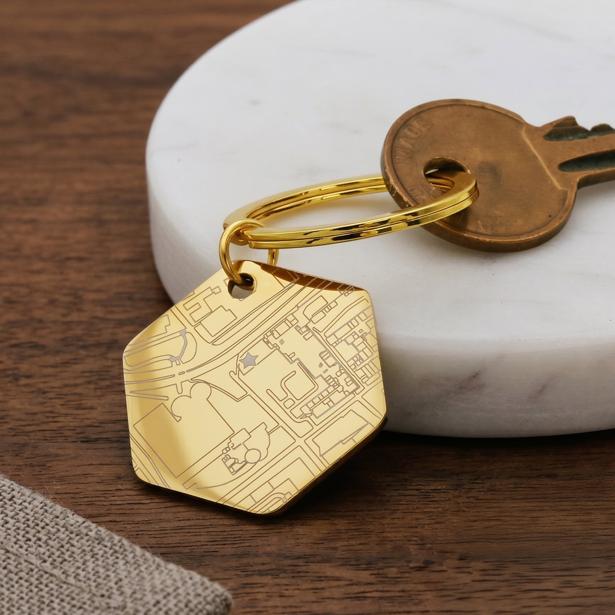 Personalised Street Map Hexagon Keyring